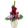 i.ge.a. kunstplant arrangement gladiool - rozen in vaas (1 stuk) roze