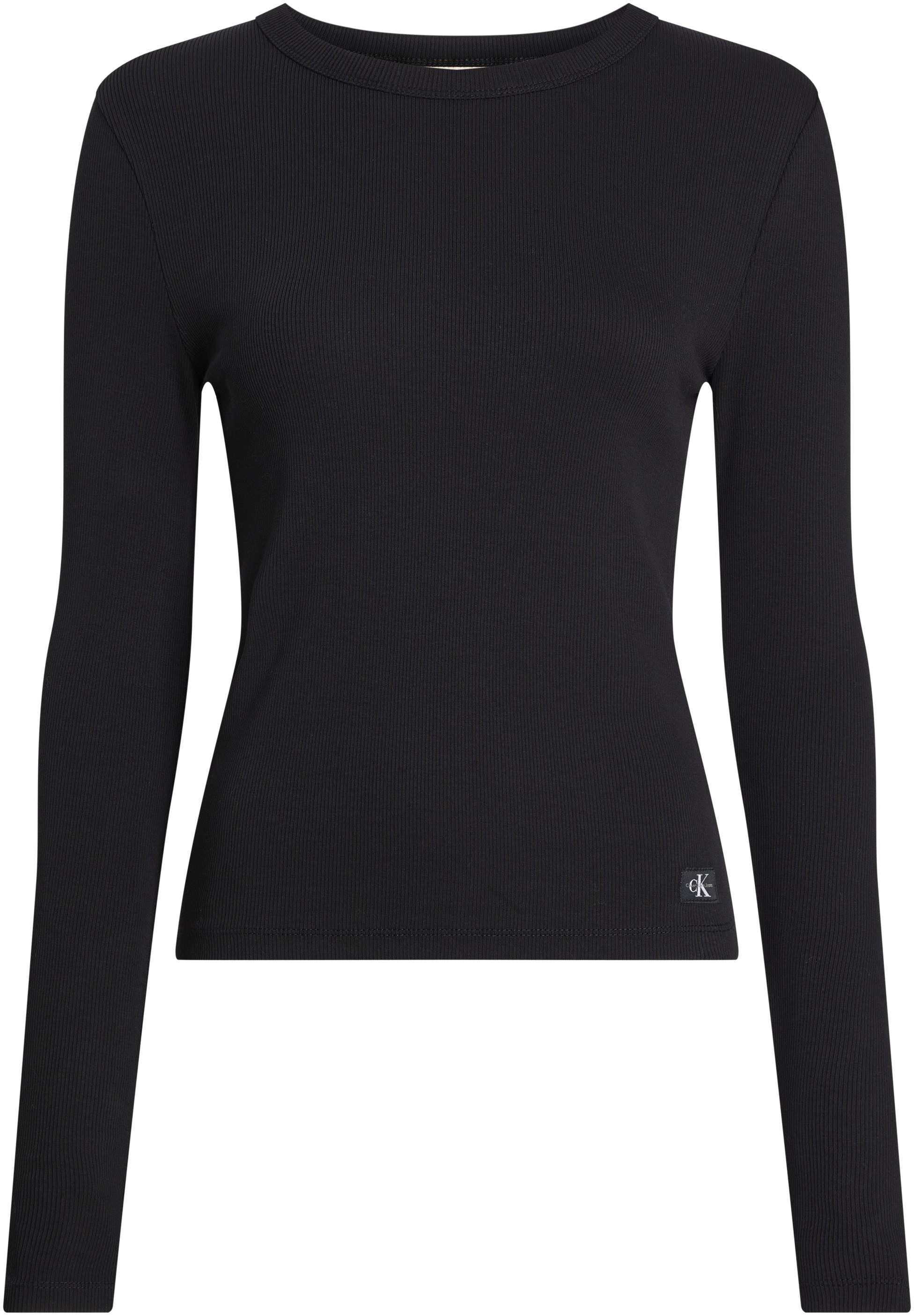 Calvin Klein Shirt met lange mouwen WOVEN LABEL RIB LONG SLEEVE