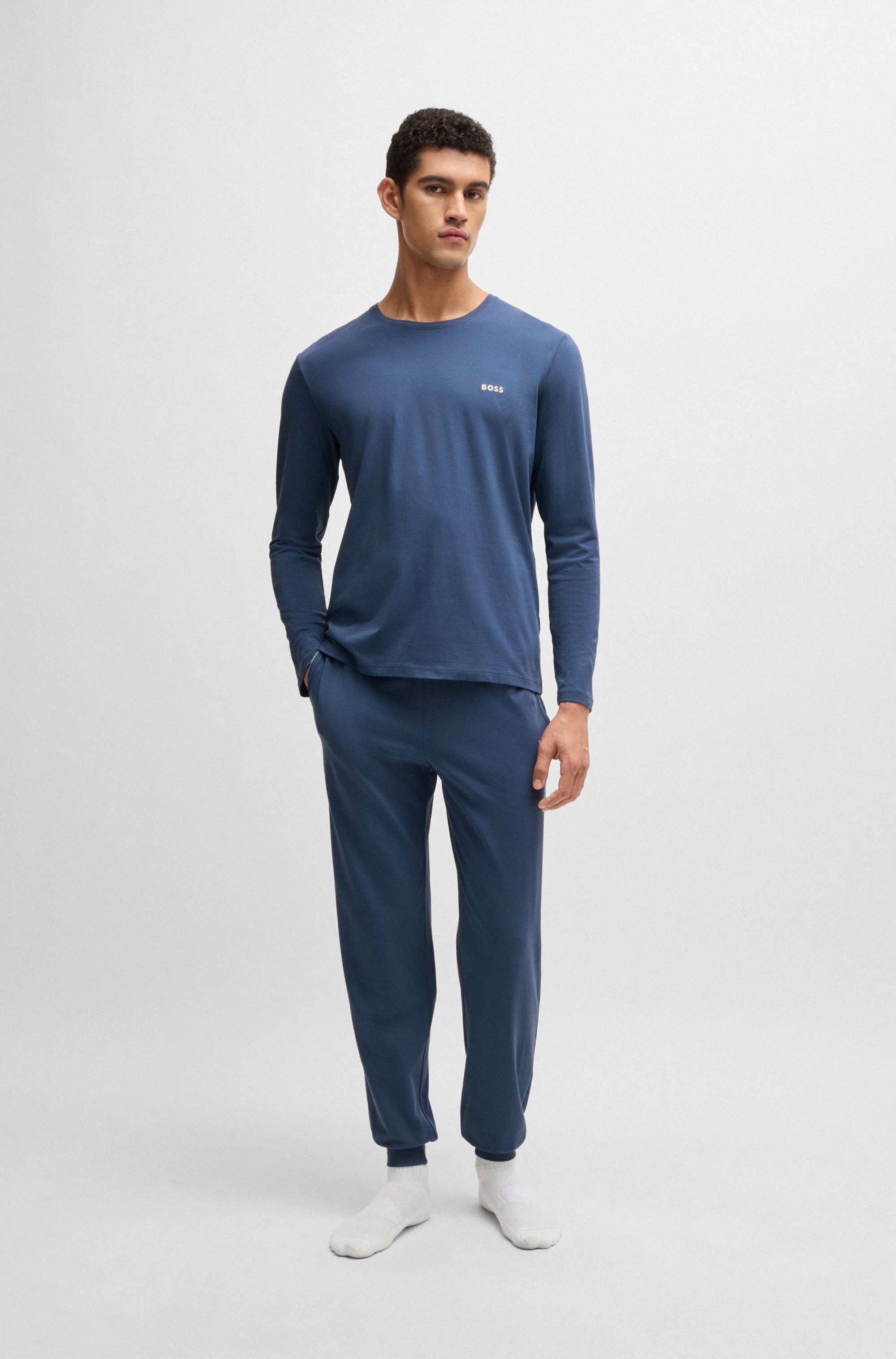 BOSS Shirt met lange mouwen Mix&Match LS met een logo-opschrift