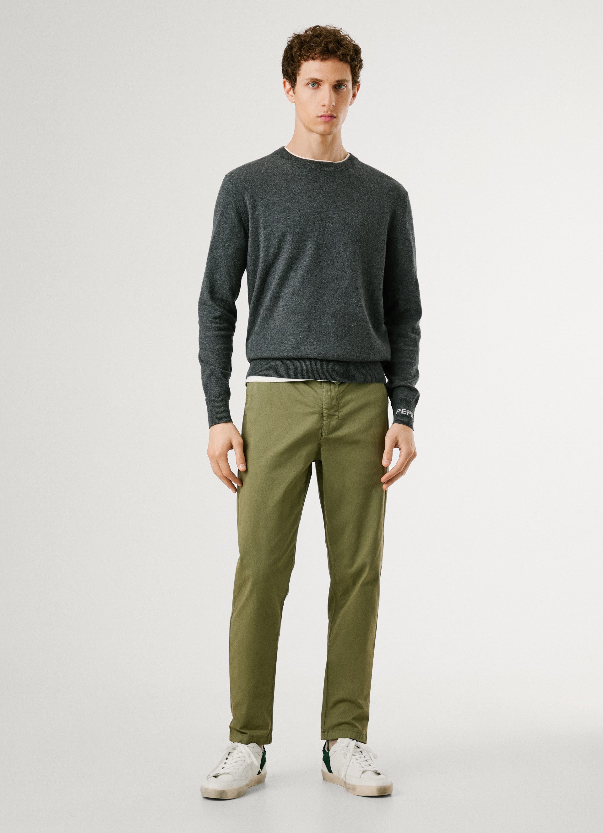 Pepe Jeans Gebreide trui ANDRE CREW NECK met ronde hals, logo-jacquard