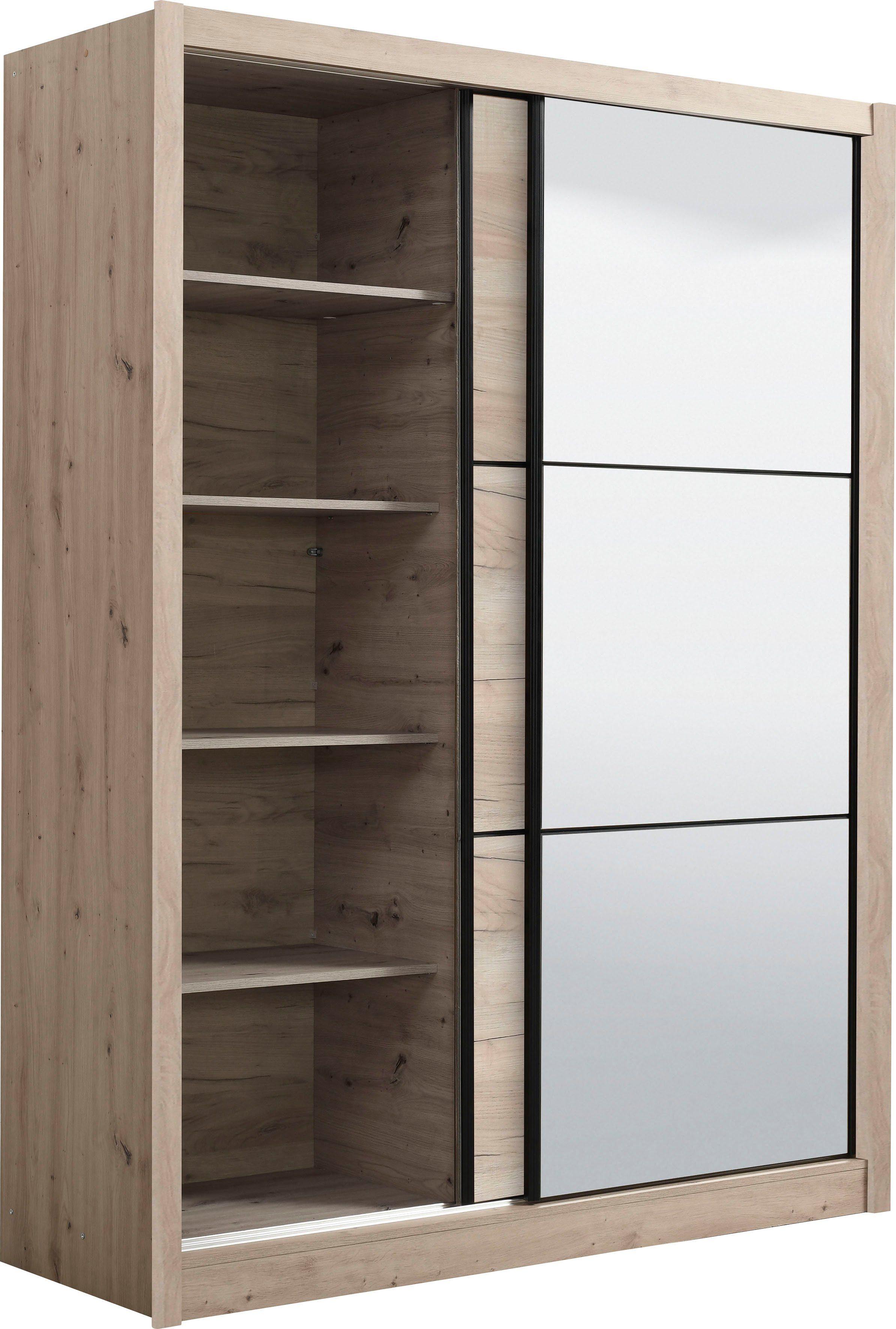 INOSIGN Zweefdeurkast Navara kledingkast met spiegel linnenkast garderobe met royale binnenuitrusting, fsc®-gecertificeerd, in 3 breedtes