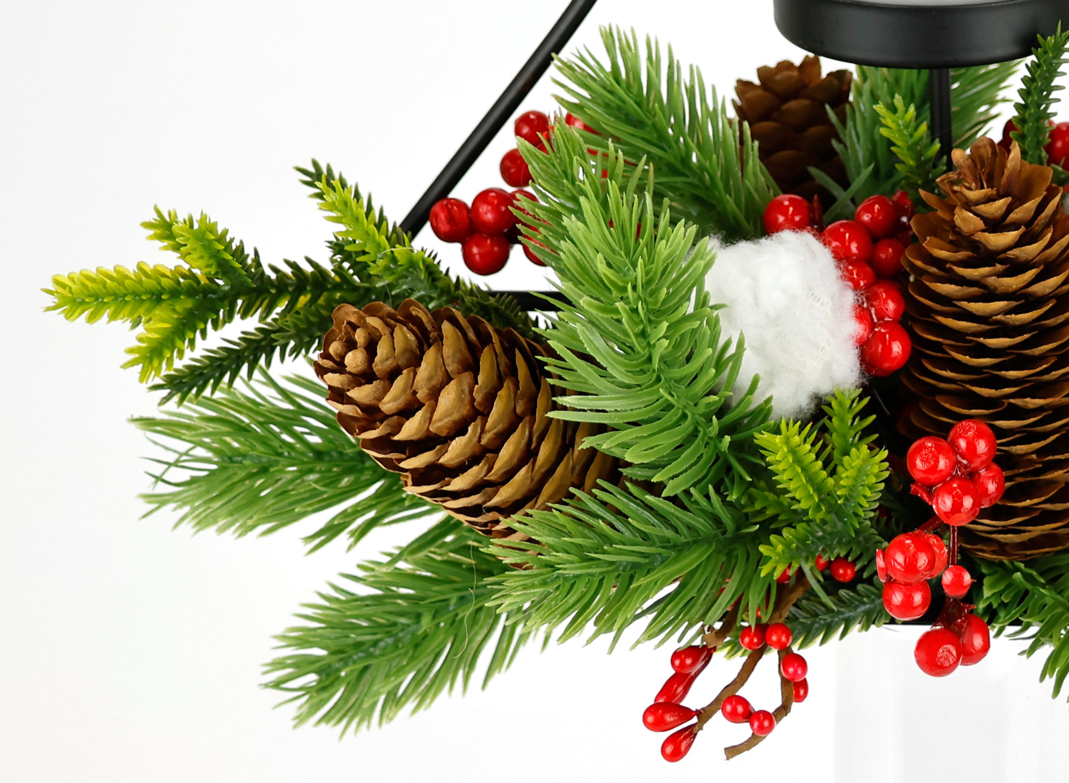 I.GE.A. Waxinelichthouder Decoratiefiguur metalen dennenboom met glazen inzet Dennetakken kegels kaarsenhouder decorlicht kerstdecoratie windlicht (1 stuk)