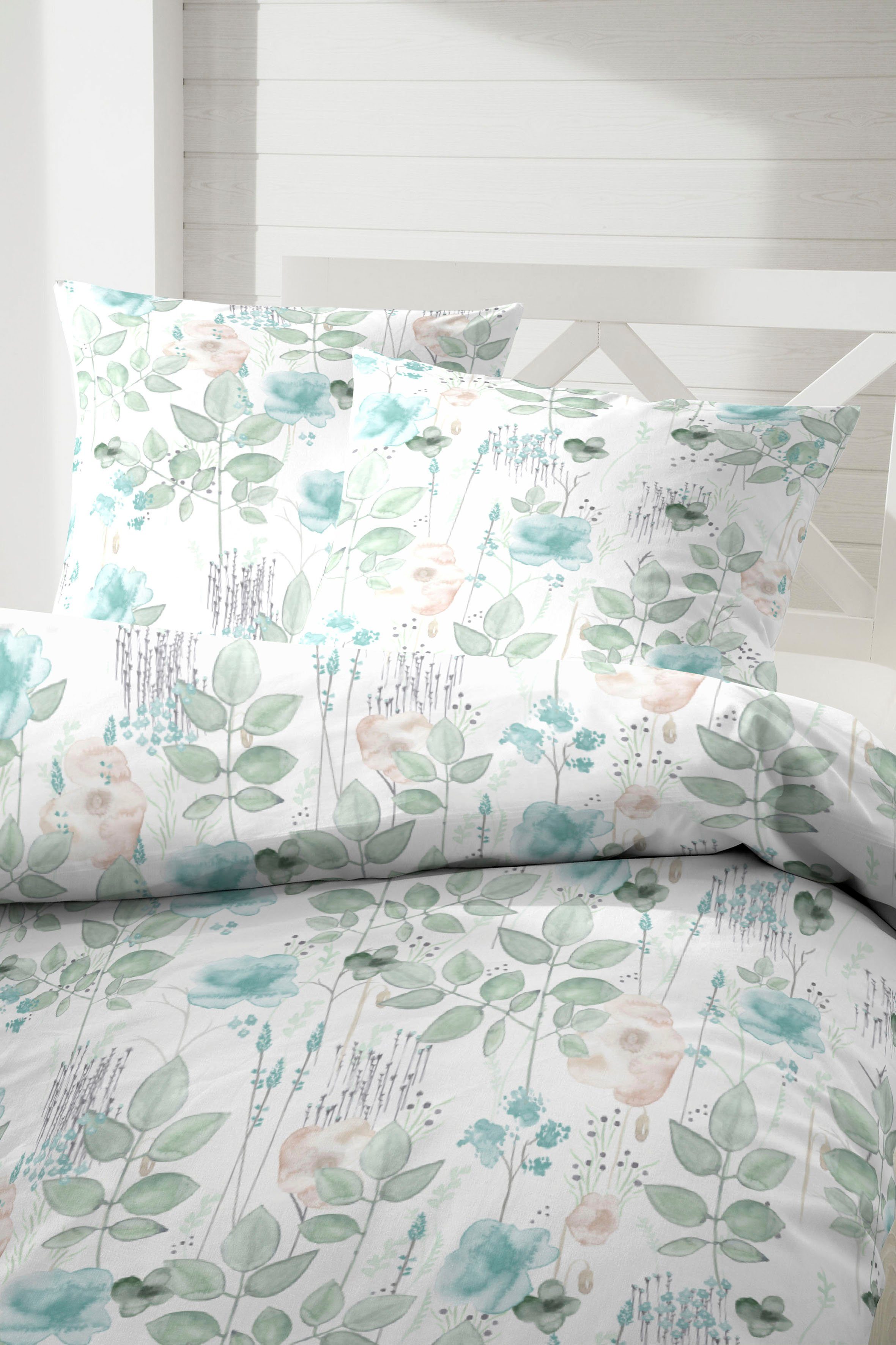 Primera Overtrekset AQUAFLOWER met delicate bloemen (2-delig)