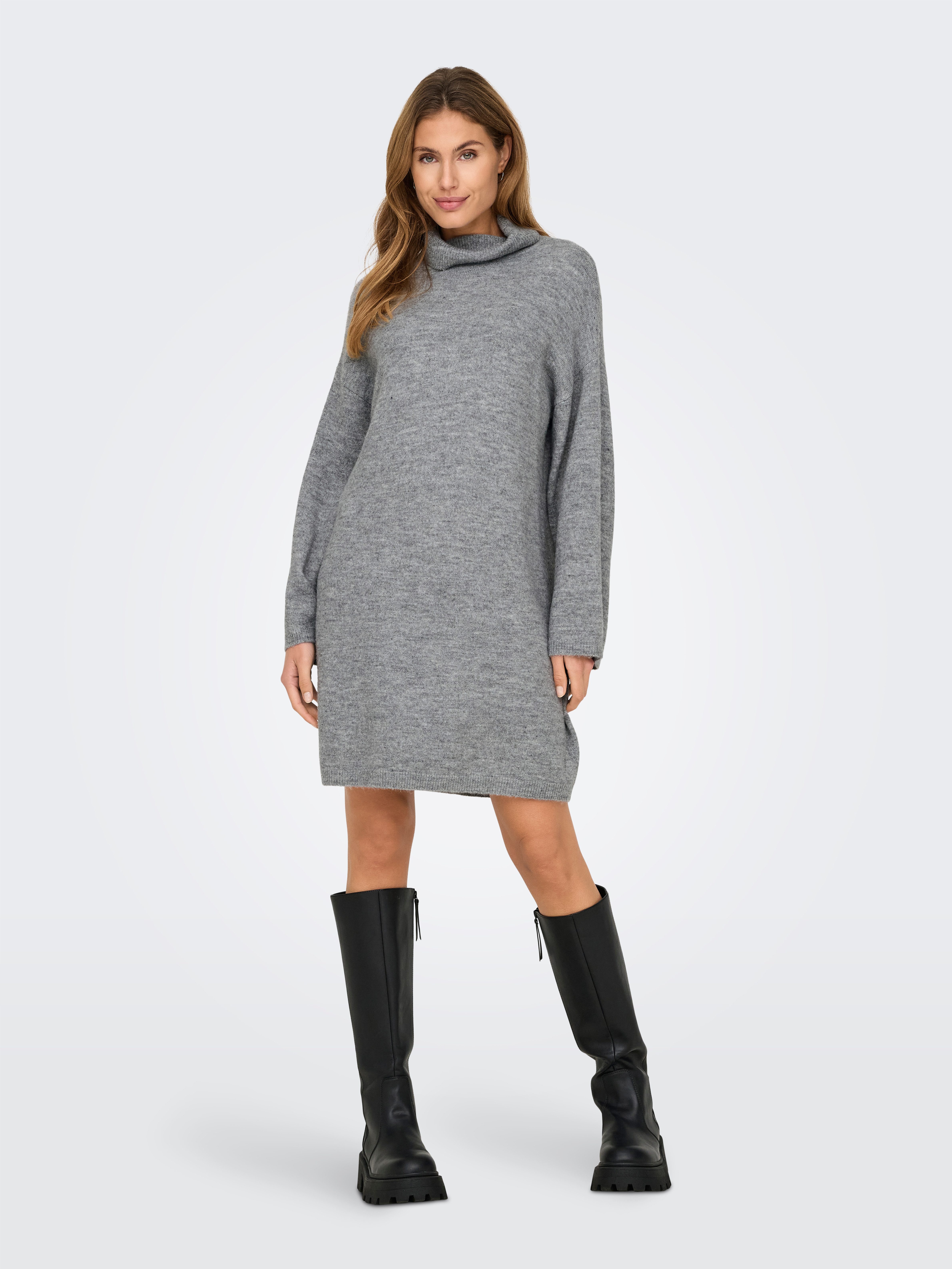 Only Gebreide jurk ONLTALIO LS STRIPE ROLLNECK DRESS BF KNT