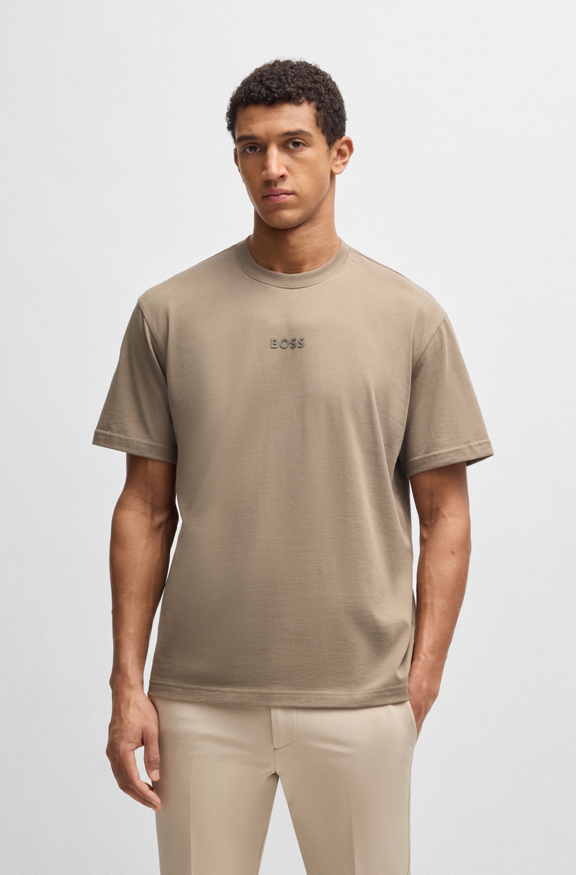 BOSS GREEN T-shirt Thee met een ronde hals heren t-shirts maat S bruin