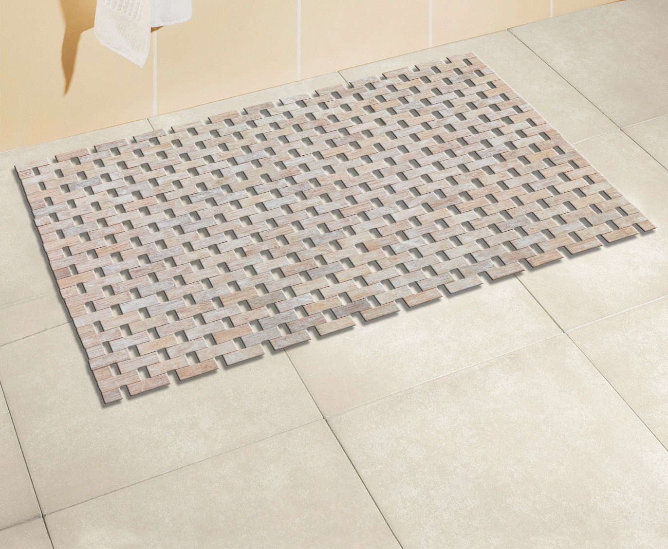 WENKO Badmat Bamboo van bamboe, antislip achterzijde (1 stuk)