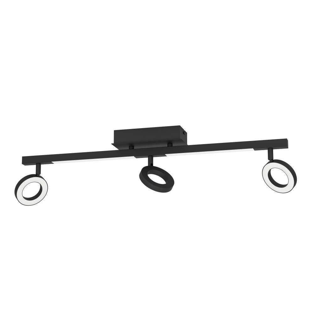 EGLO Plafondspot CARDILLIO 2 plafondlamp, zwart, 3-vlamig, draaibare lampenkoppen Spot, warmwit licht, Woonkamer, Eetkamer, Keuken, Hal, 68,5x8,5cm (1 stuk)