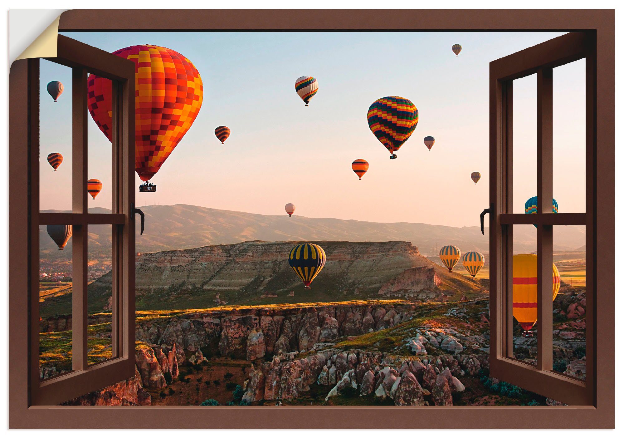 Artland Artprint Blik uit het venster Cappadocië ballonvaart in vele afmetingen & productsoorten - artprint van aluminium / artprint voor buiten, artprint op linnen, poster, muurst