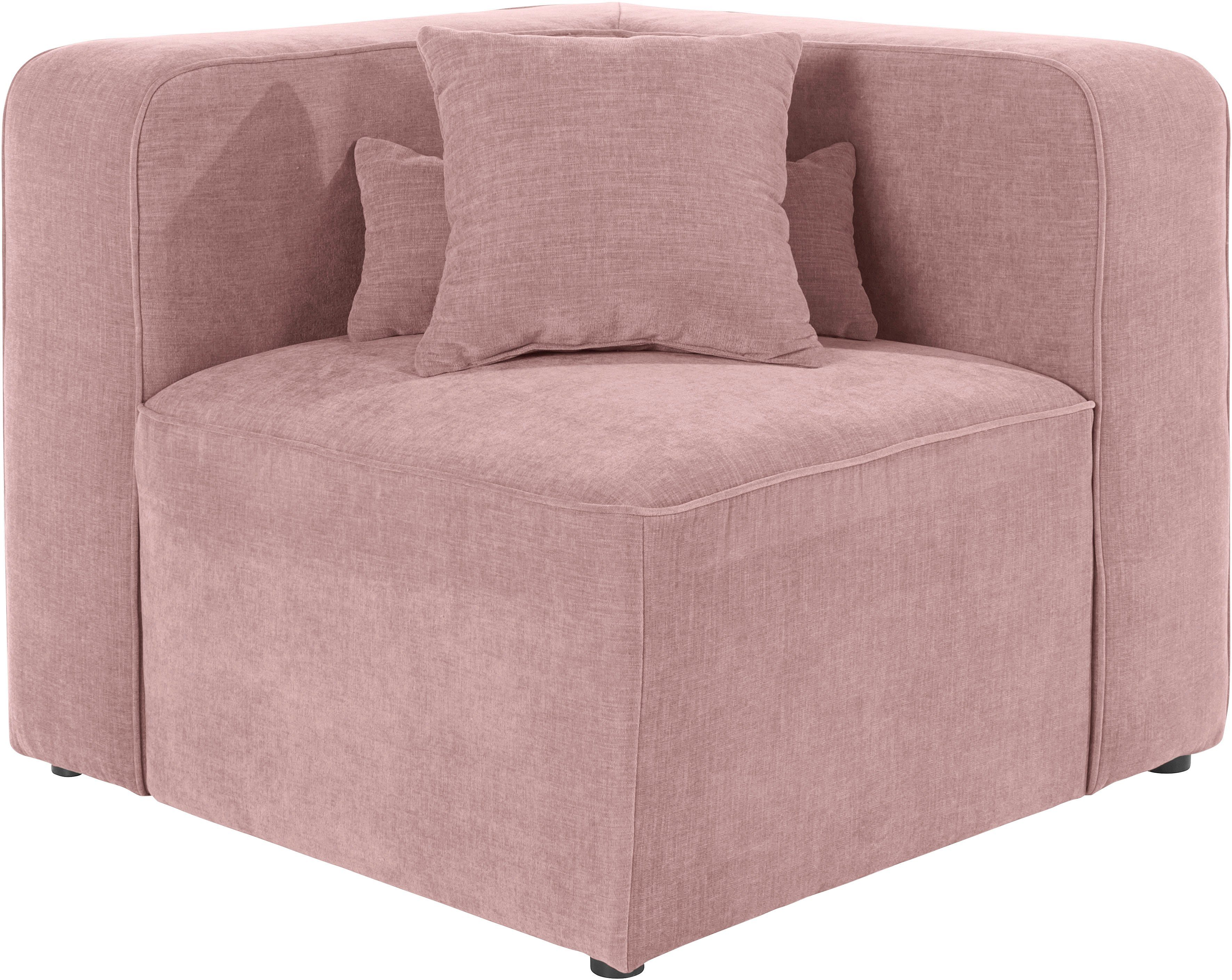 andas Bank-hoekelement Sundstrup Moduleserie, individuele samenstelling roze, modulaire banken