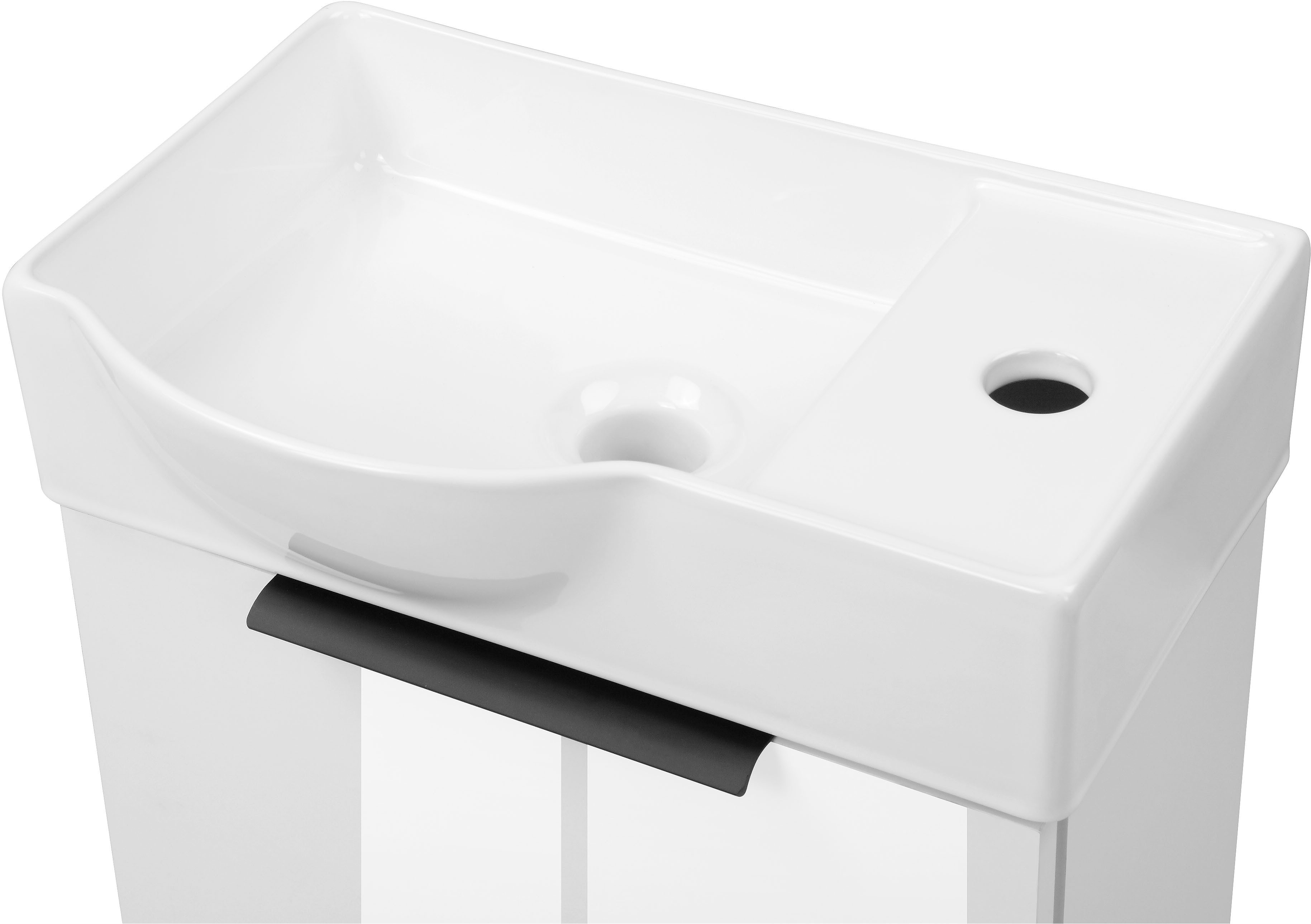 welltime Badmeubelset Sienna gastbad ruimtebesparend Meubelset badkamer, 3-delig, hoogglans 41 cm, wit, softclose(complete set, 3 stuks)