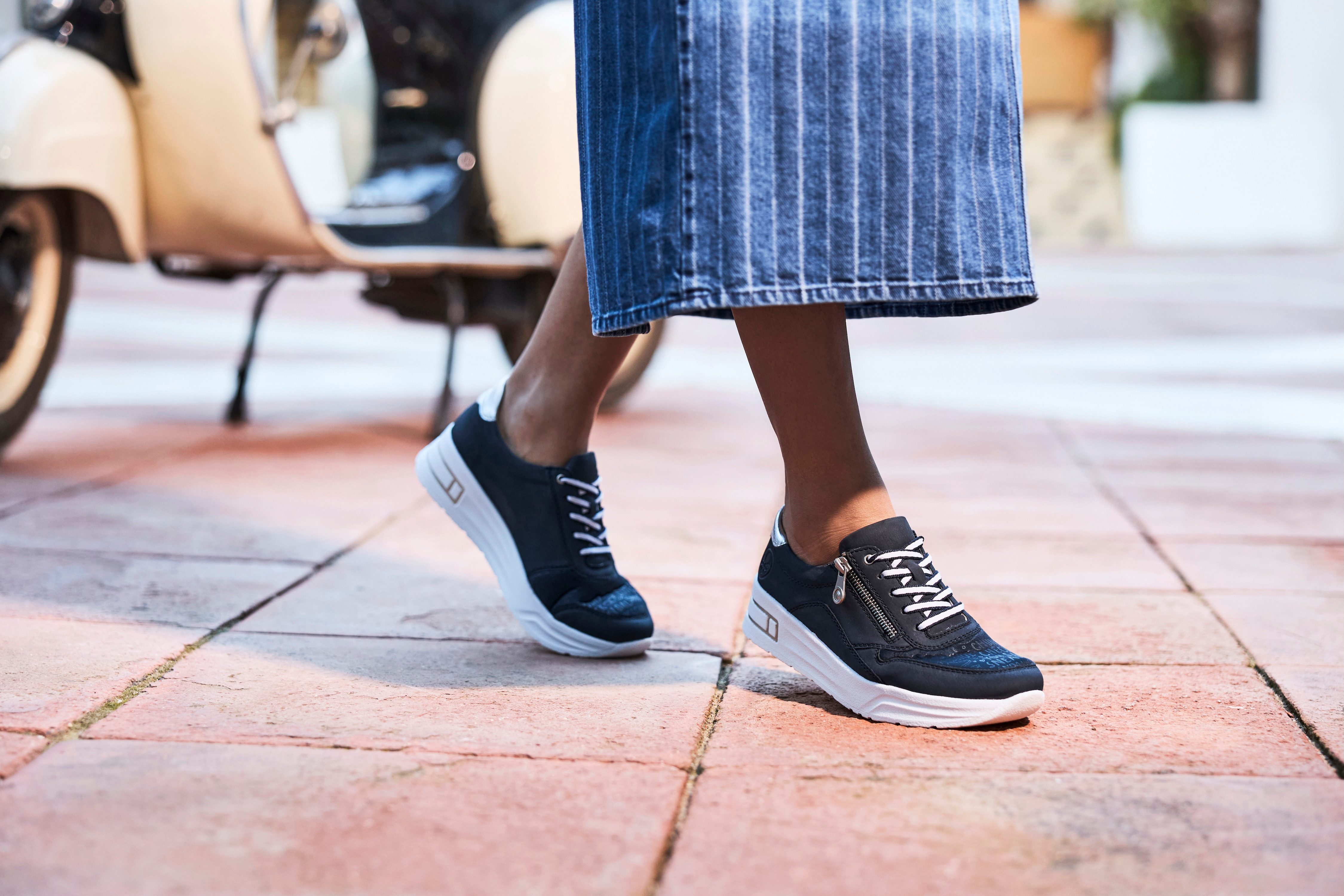 Rieker Plateausneakers , veterschoenen, lage schoen, vrijetijdsschoen met zachte inlegzool