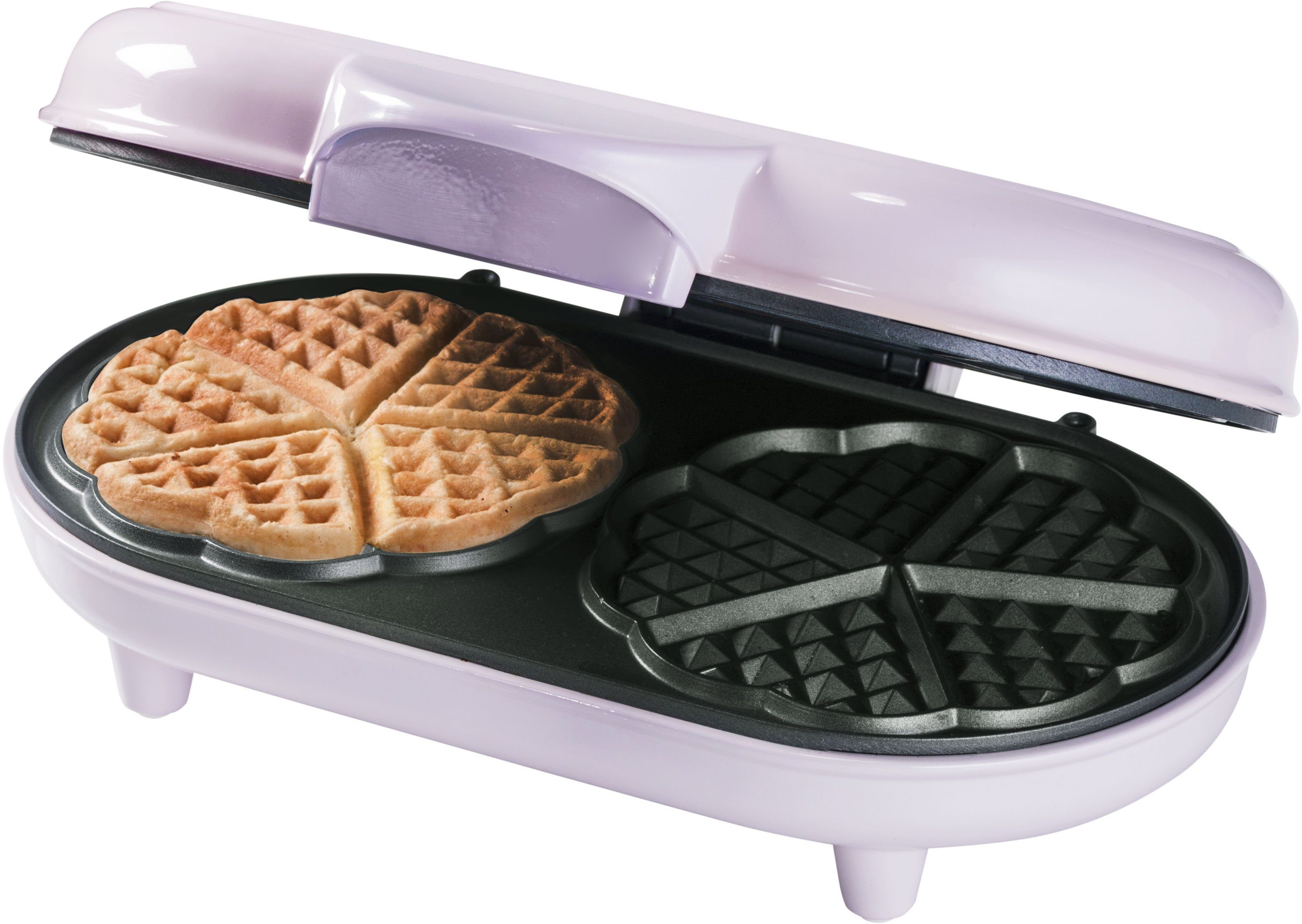 bestron Wafelijzer ADWM1000P dubbel-wafelmaker voor klassieke hartvormige wafels, antiaanbaklaag