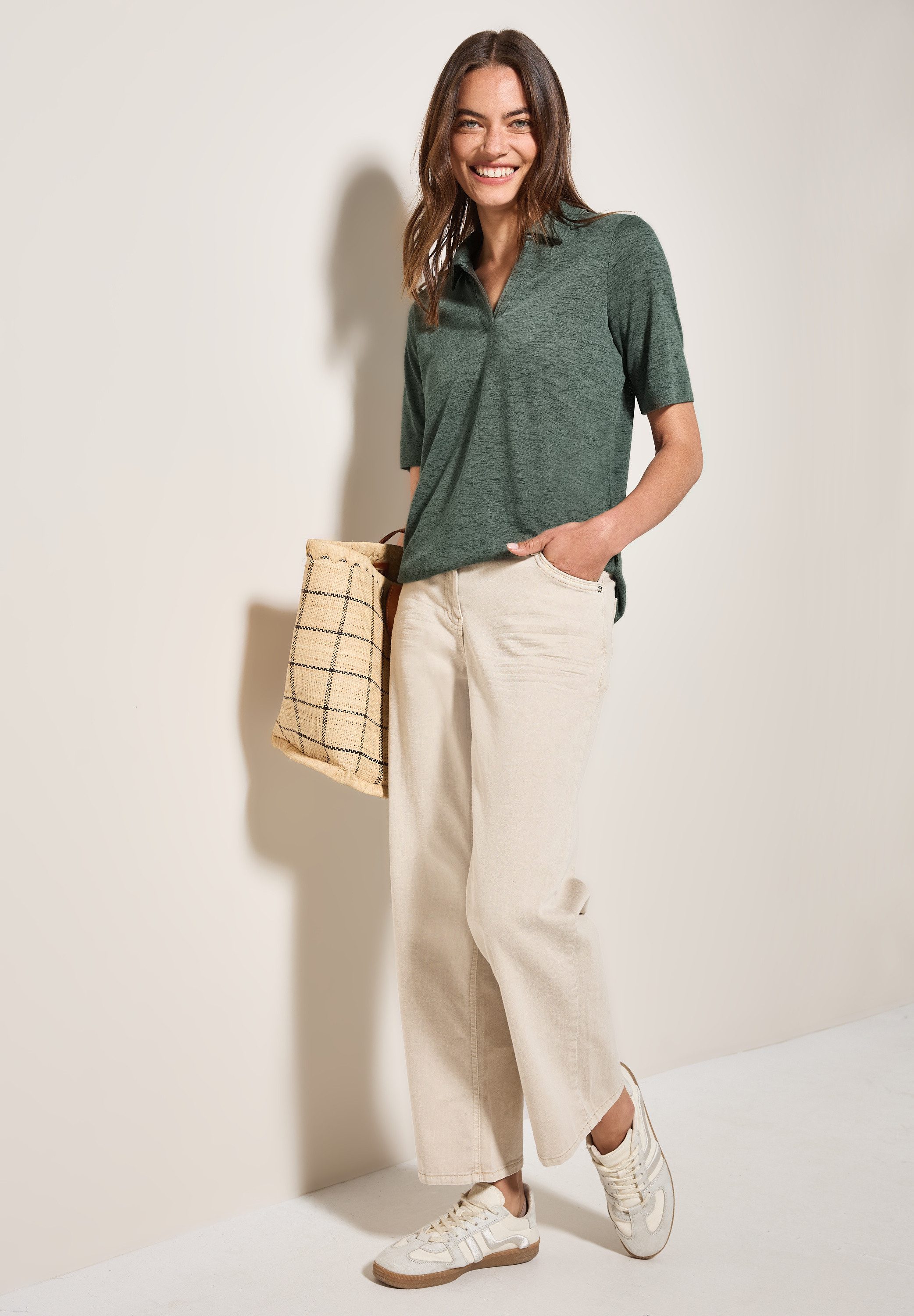 Cecil Poloshirt in linnen-look