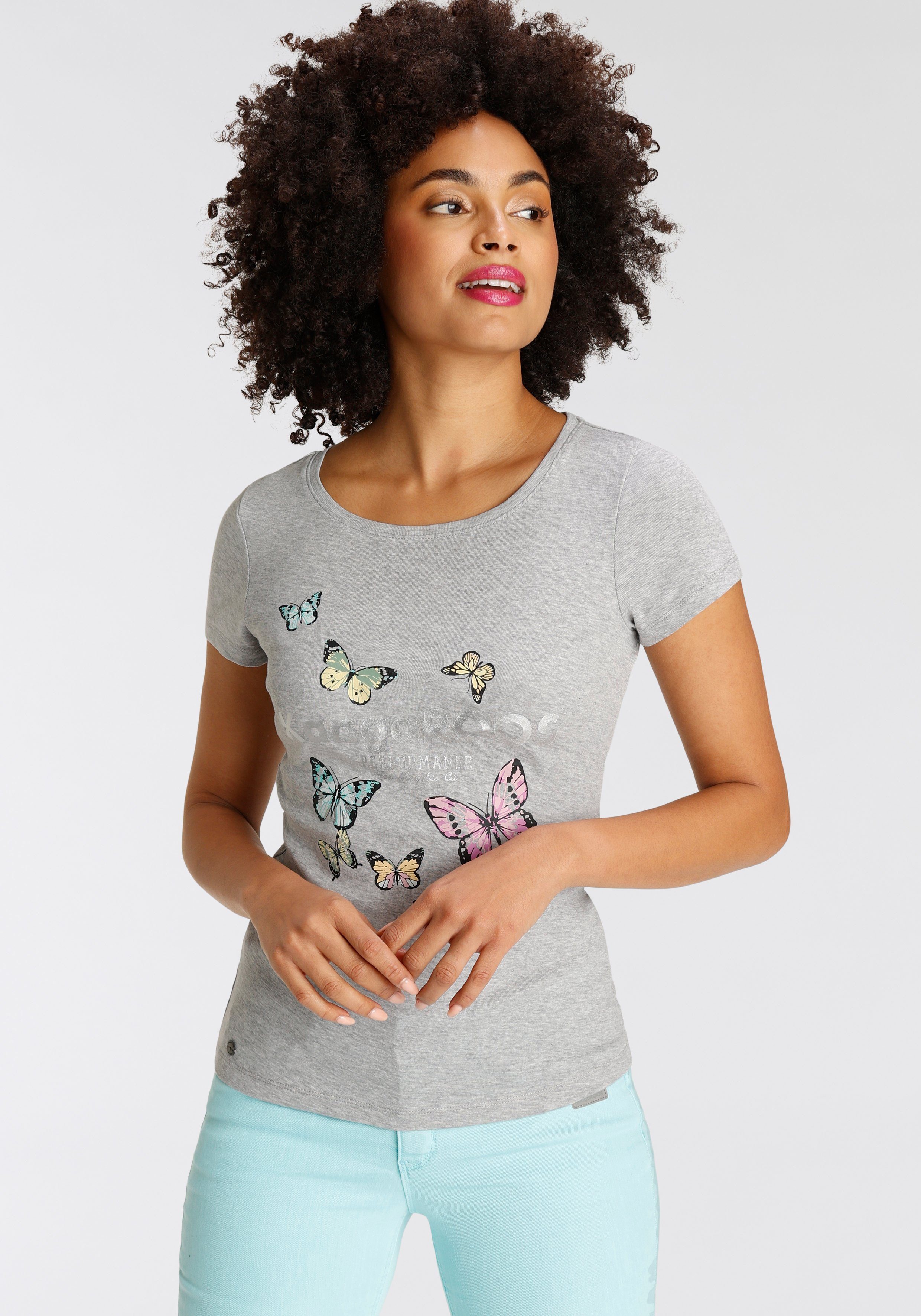 KangaROOS T-shirt Korte mouwen, lichaamsnauwkeurige pasvorm, van ribstof