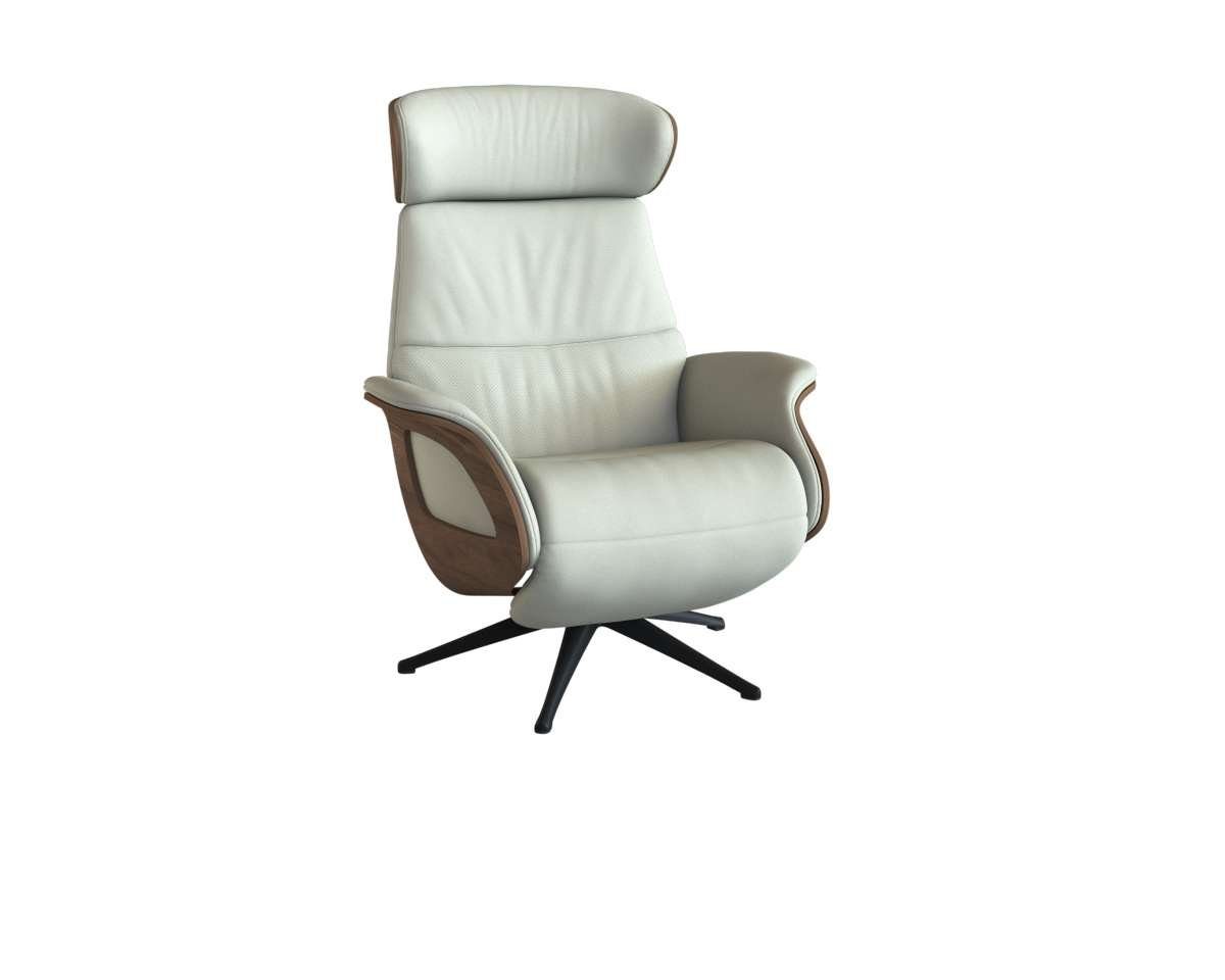 FLEXLUX Relaxfauteuil Clement praktische elektrische fauteuil Maat M, elektrische rug- en voetensteun, accu, armleuning Walnoot, zwarte poot