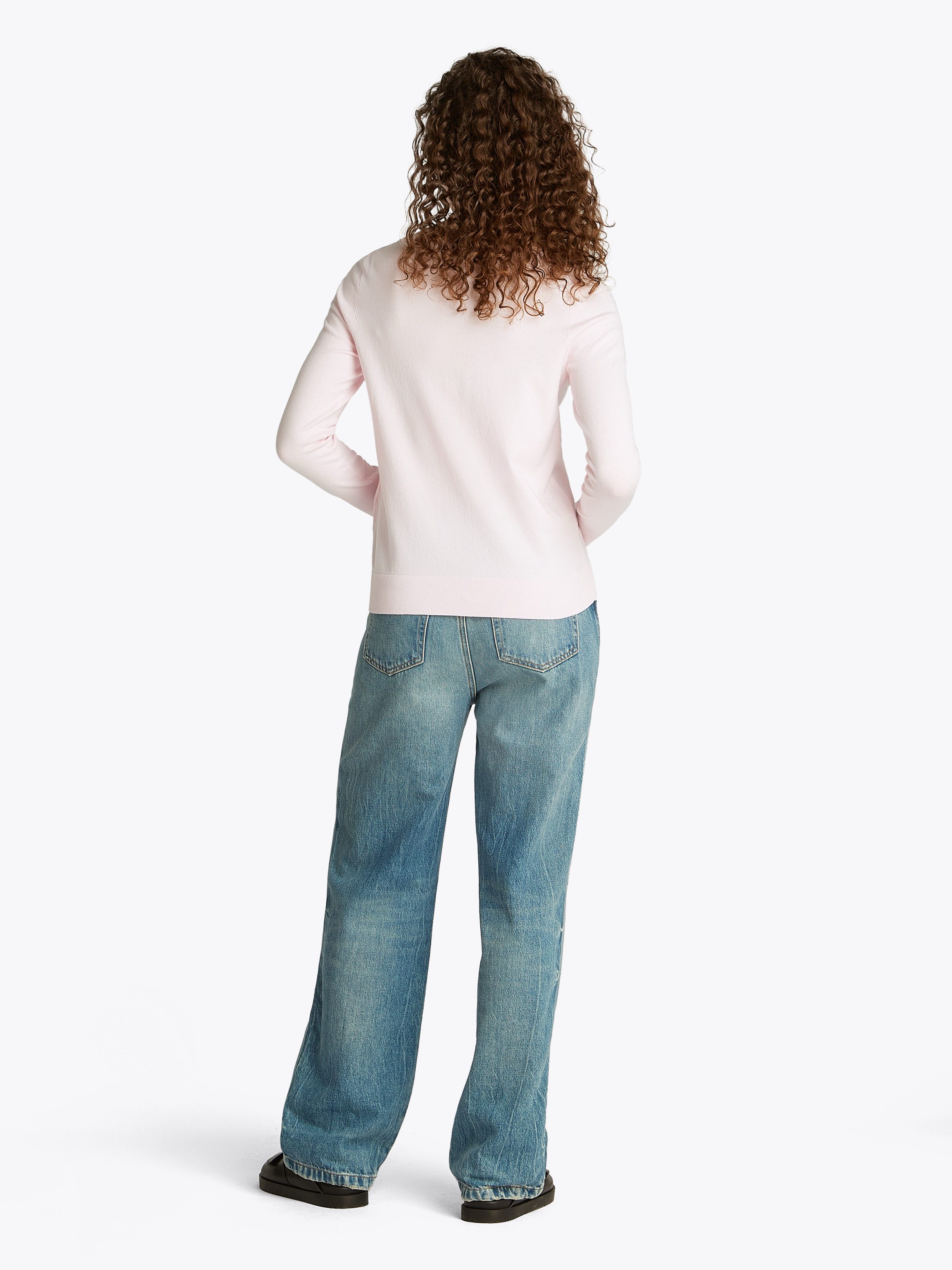 Tommy Hilfiger Gebreide trui CO JERSEY STITCH BOAT-NK SWEATER met -merklabel op de mouw