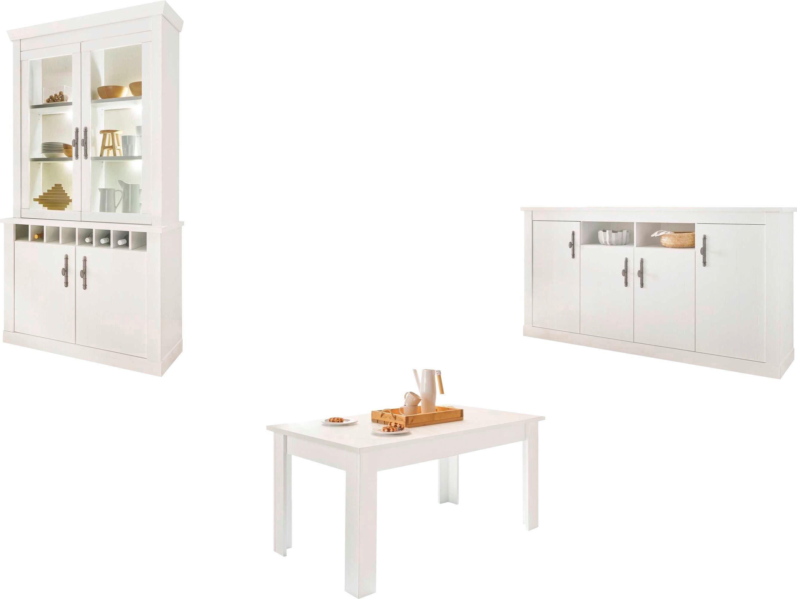 Home affaire Wandmeubel Ravenna in romantische landelijke stijl, grepen van metaal, soft-closefunctie (3-delig)