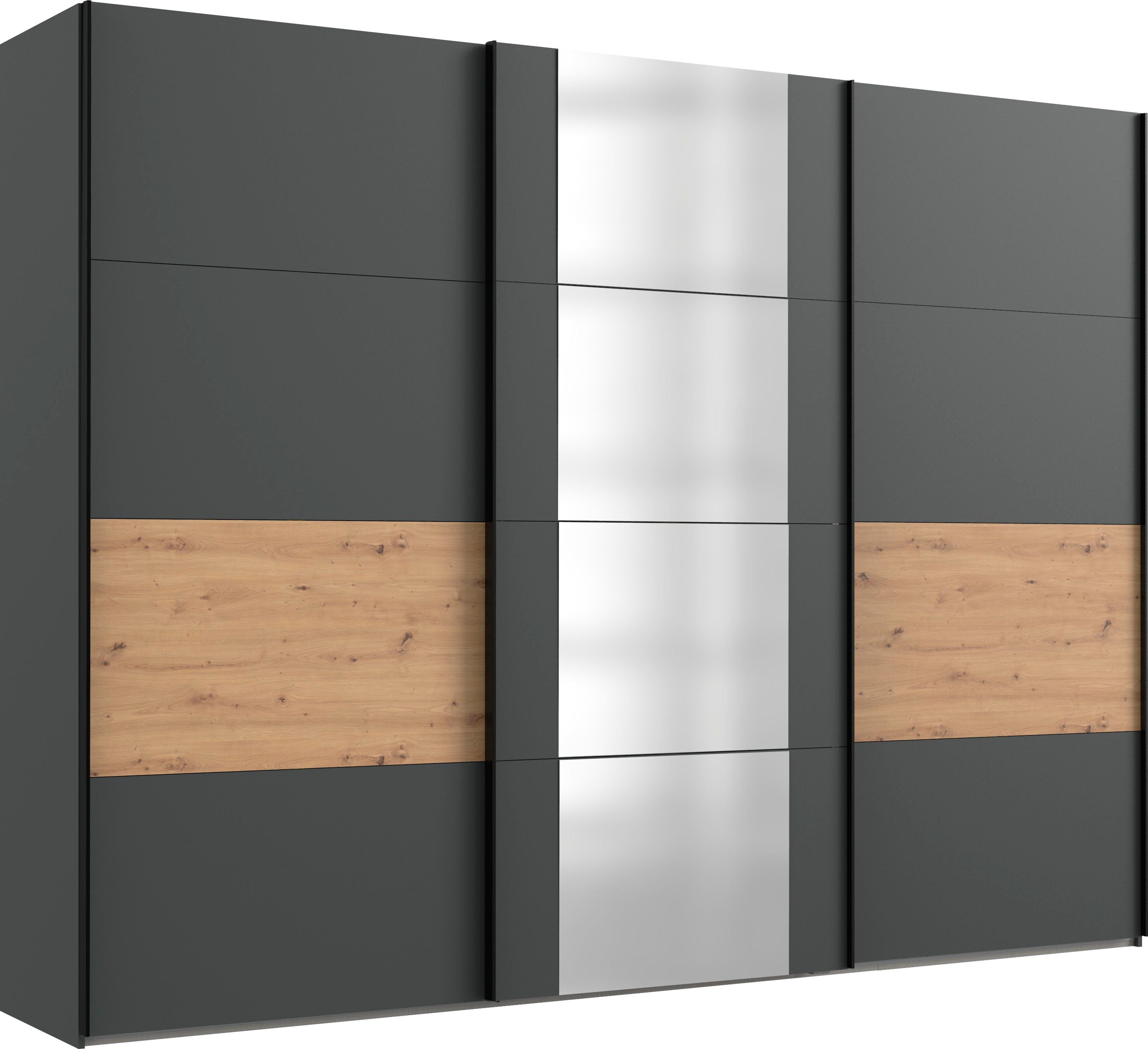 Wimex Zweefdeurkast Barmbek Slaapkamerkast BESTSELLER Garderobekast Kledingkast met 2 stoffen boxen en 2 extra planken, spiegeldeur zweefdeurkasten