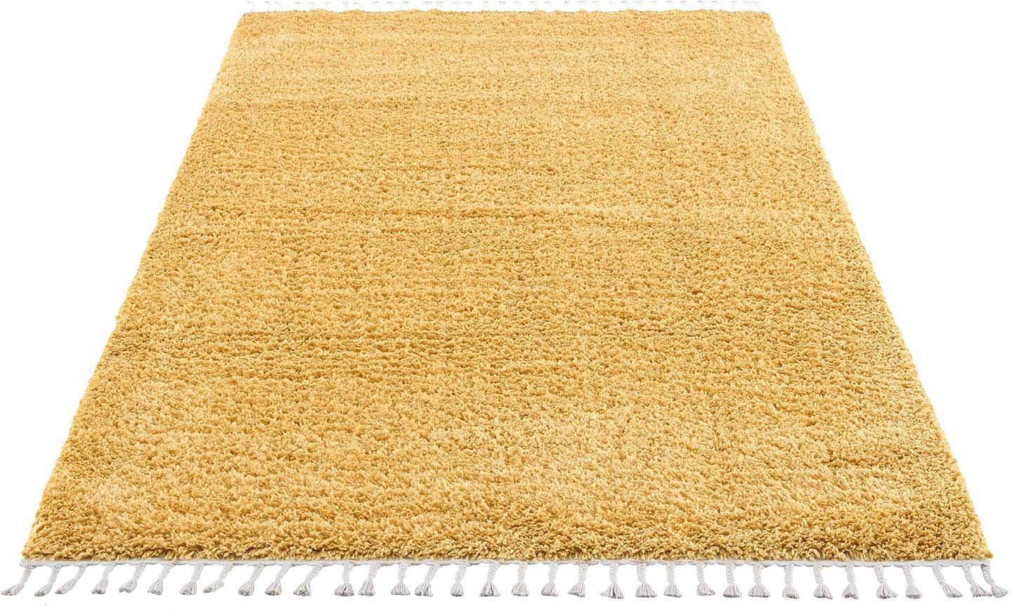 Carpet City Hoogpolig vloerkleed Pulpy 100 Loper, zacht, met franjes, uni, vele maten, woonkamer, slaapkamer