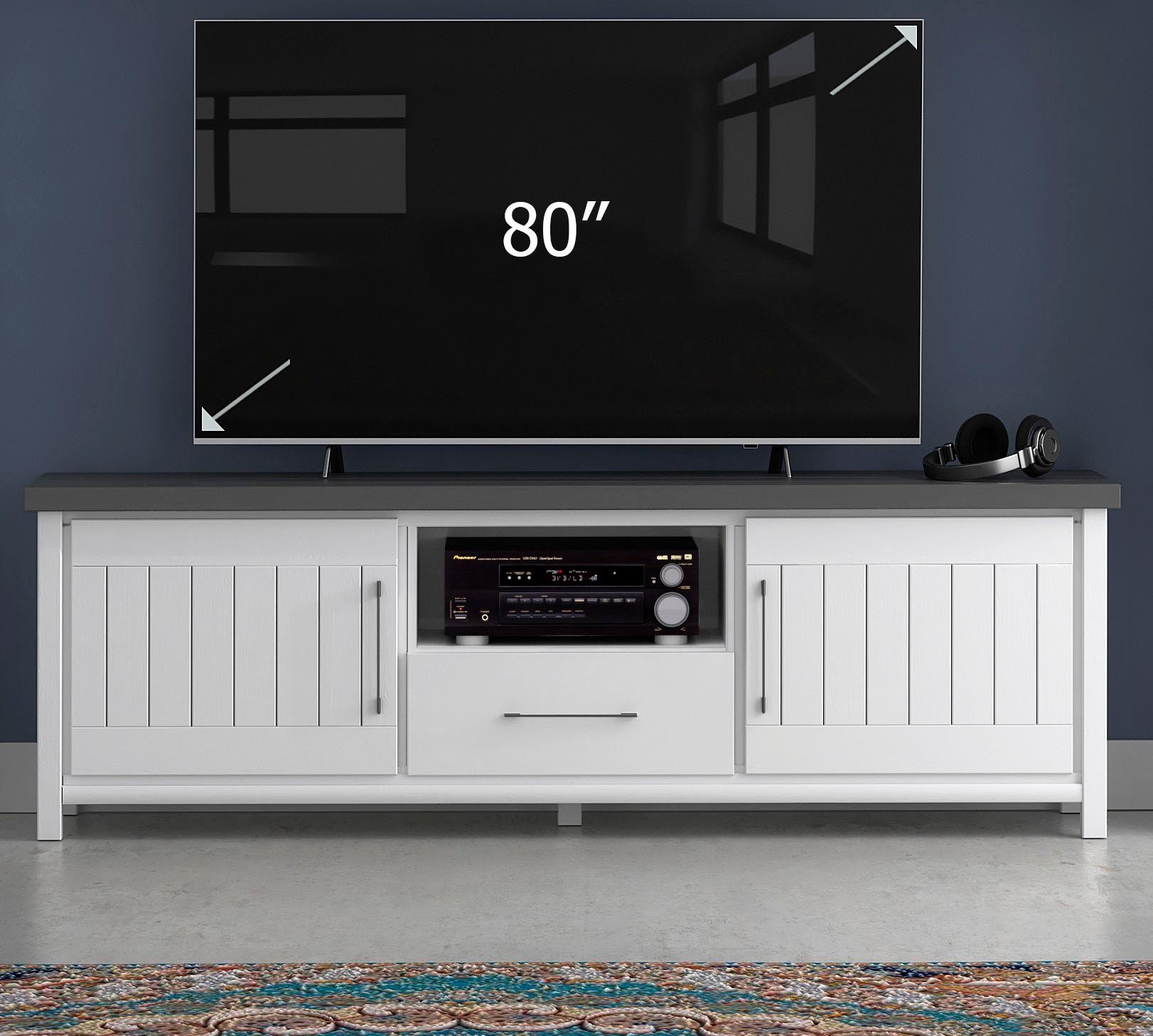 Home affaire Tv-meubel Miami Commode, breedte 179 cm lowboards maat 179,8x40x59 cm grijs