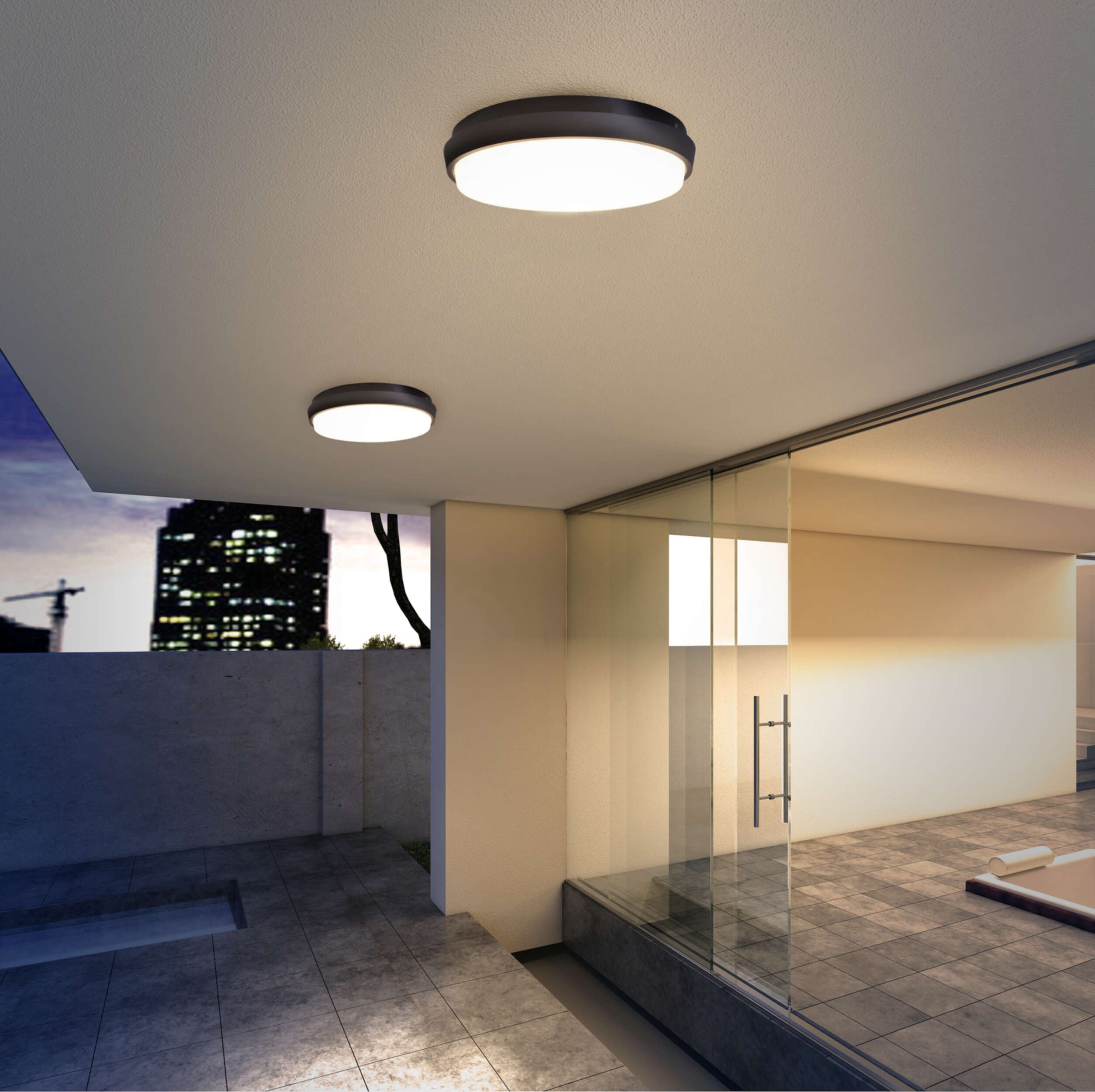 näve Wandlamp voor buiten LED buitenwandlamp IP54 "Mio" d:17,5cm Stralingshoek: 110°, geschikt voor wand- en plafondmontage (1 stuk)
