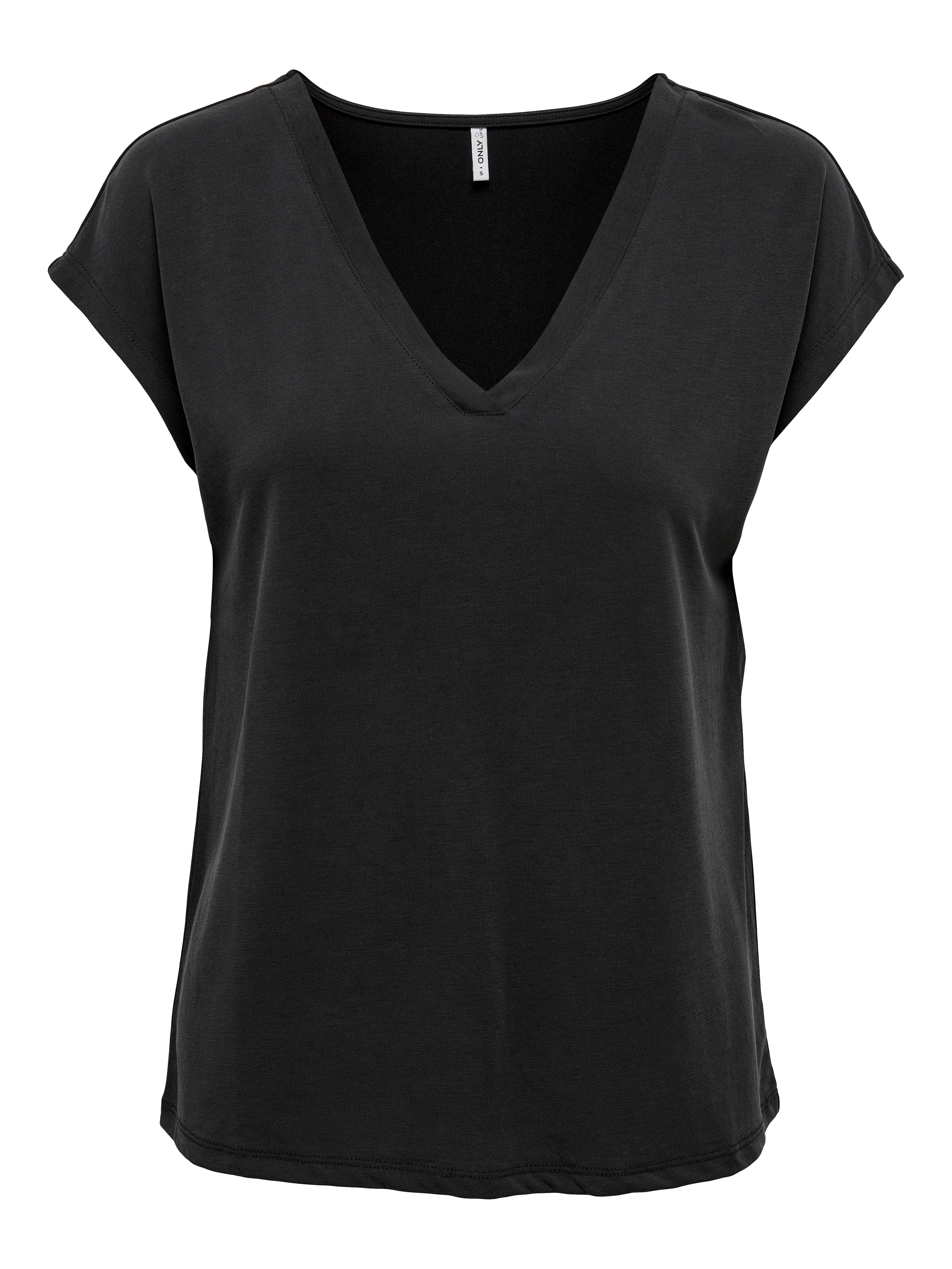 Only Shirt met V-hals ONLFREE S/S MODAL V-NEC TOP BOX JRS NOOS