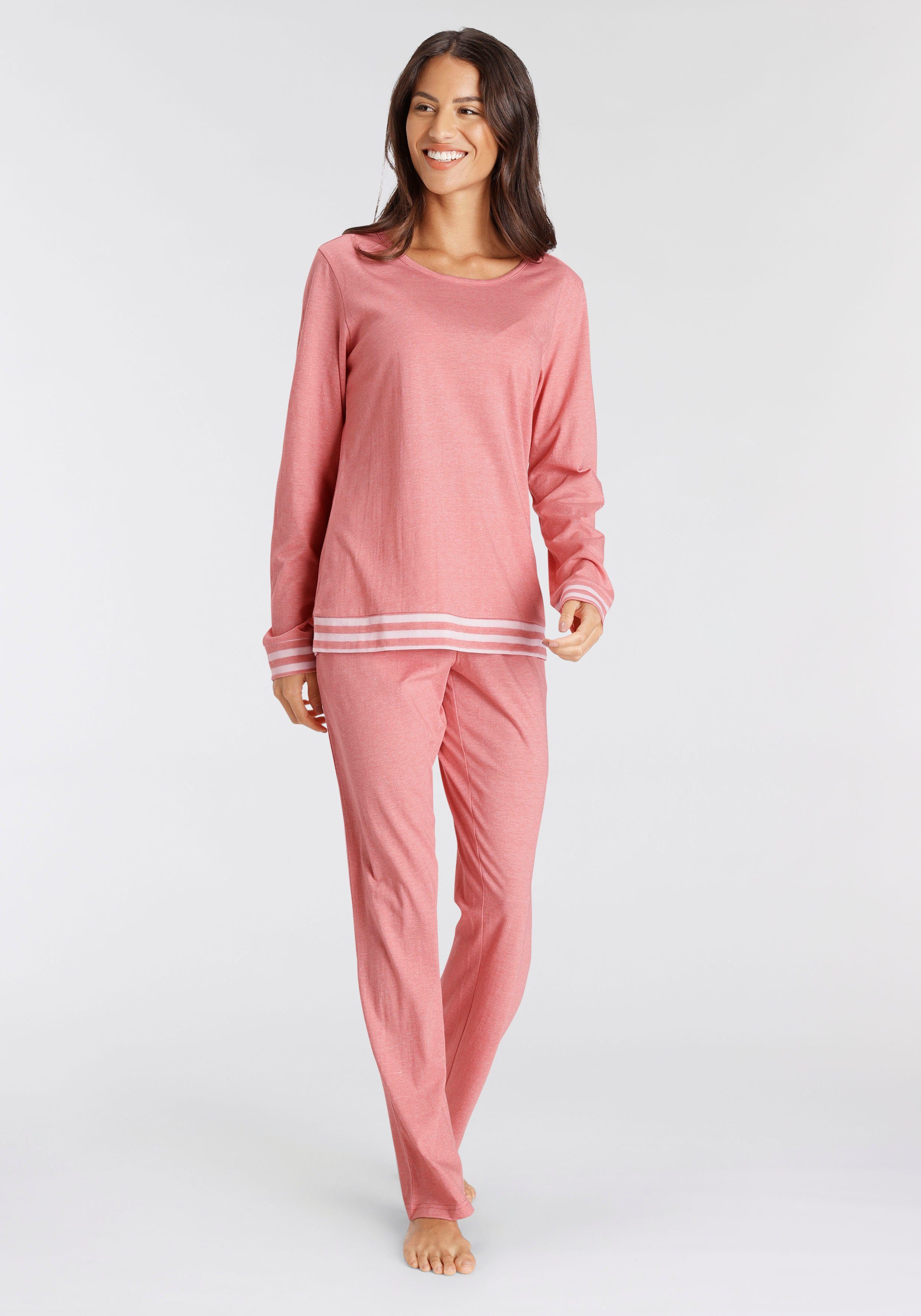 Vivance Dreams Pyjama met gestreepte boorden (2-delig) dames pyjama's maat 40/42 roze