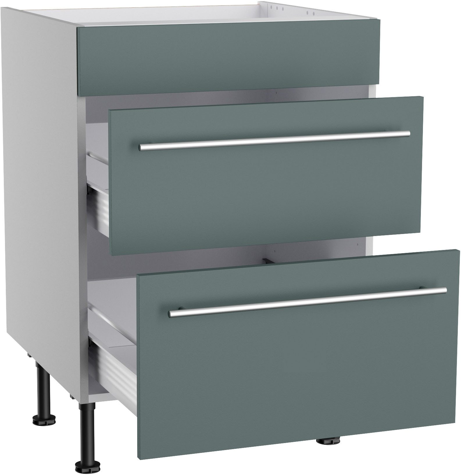 OPTIFIT Ombouwkast voor fornuis Bern2 Breedte 60 cm, kookveldombouwkast, 2 lades, 1 vaste afdekking