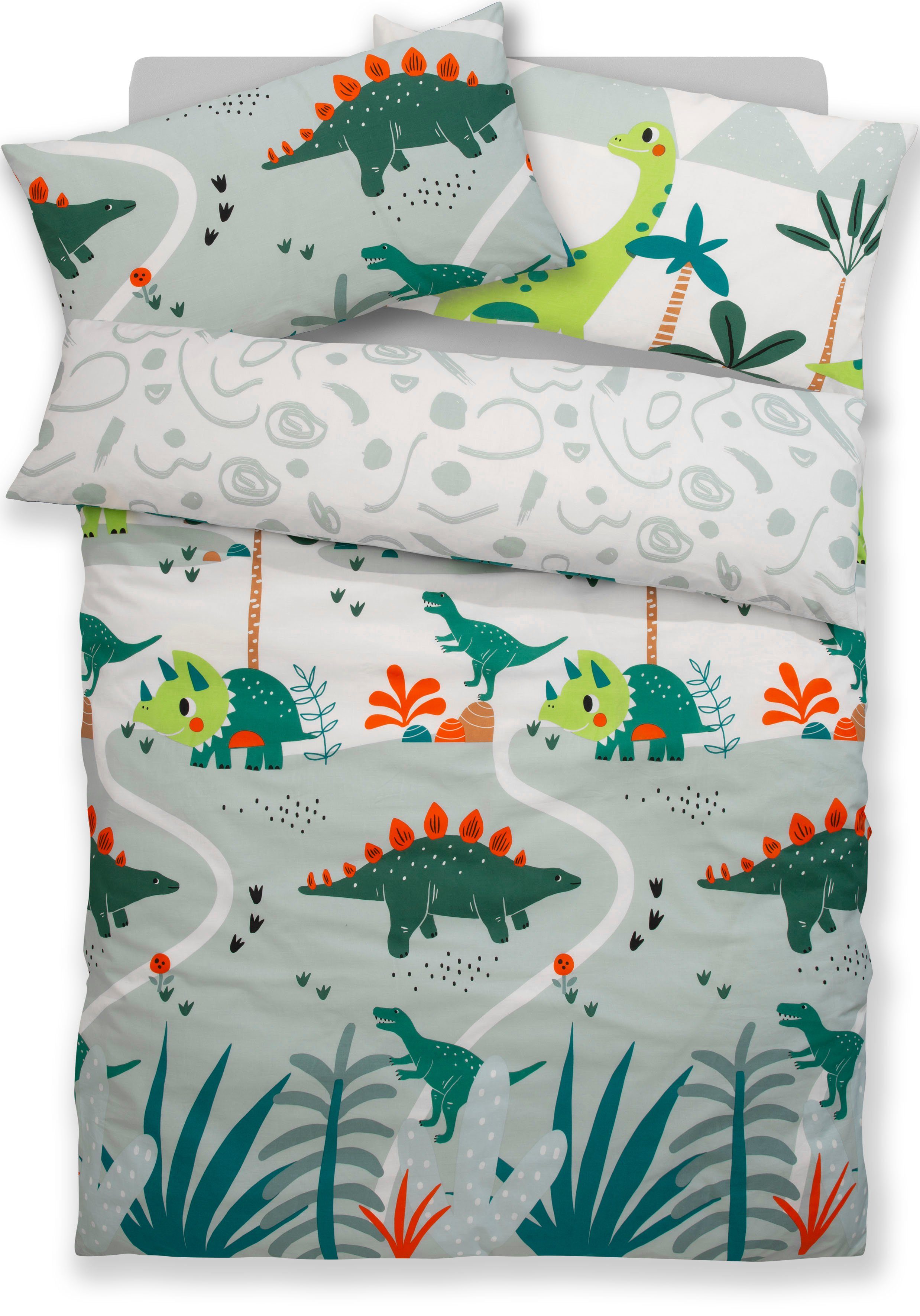 Lüttenhütt Kinderovertrekset Cuddlee in veel ontwerpen: dino, eenhoorn, ruimte, bouwplaats, hart, tractor, safari (2-delig)