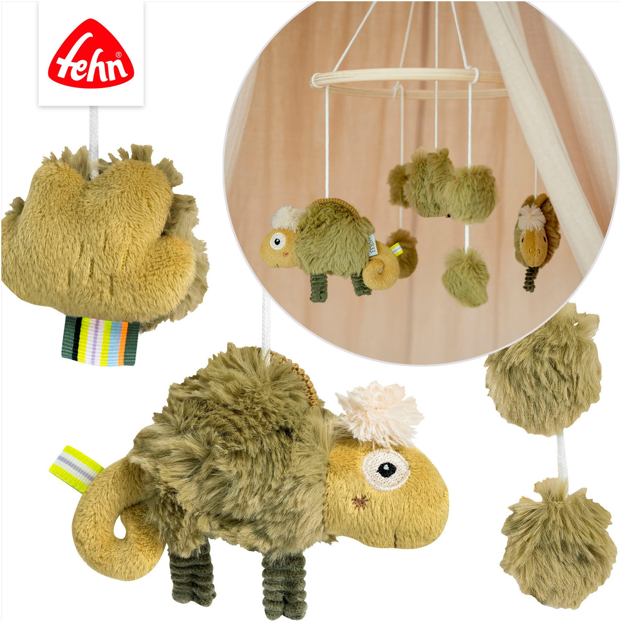 Fehn Mobiel Lazy, Crazy & Pink, Holz-Mobile Chamäleon