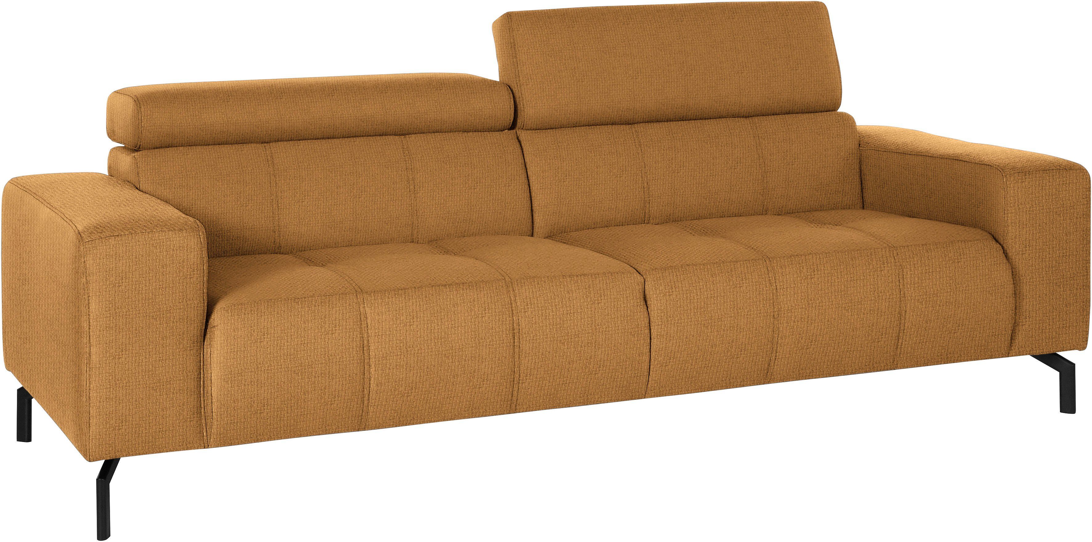 DOMO collection 2,5-zitsbank Cunelli tijdloos en elegant, moderne zitnaden als designelement, naar keuze met 6-voudig verstelbare hoofdsteunen, stevig zitcomfort