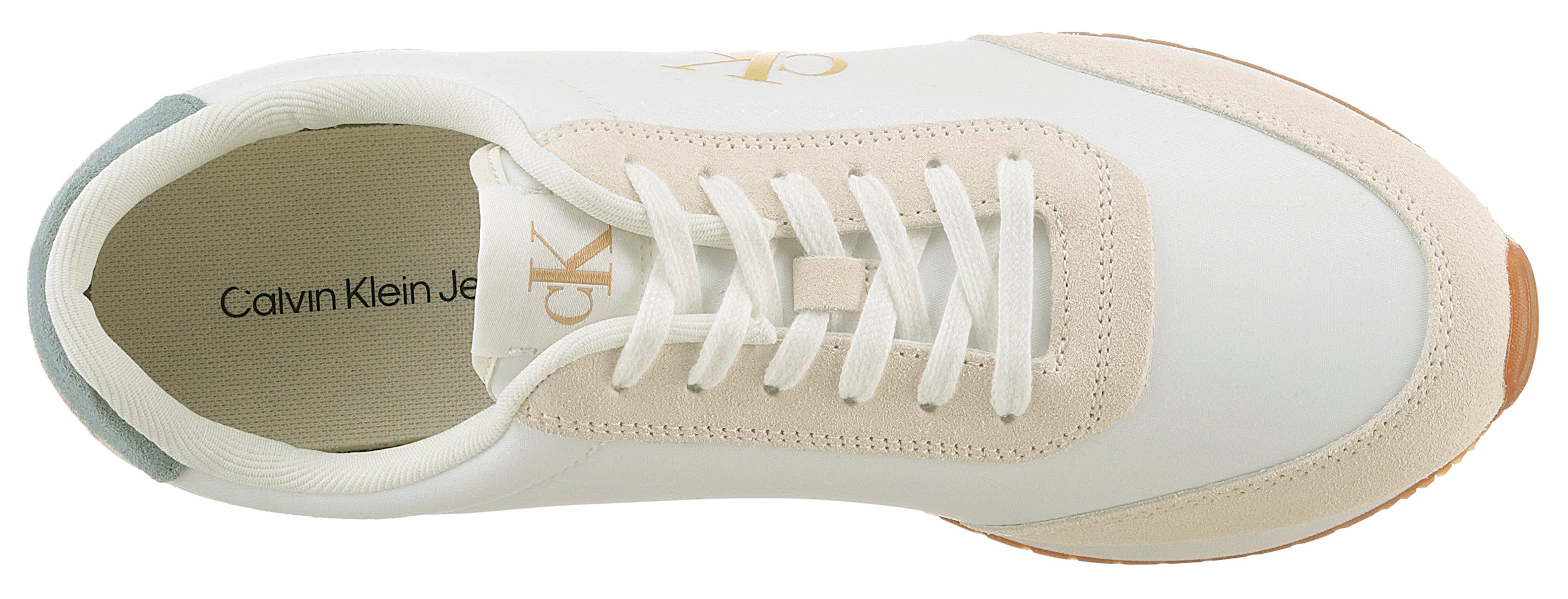 Calvin Klein Plateausneakers RETRO RUNNER ICONIC SNK vrijetijdsschoen, veterschoen, lage schoen met zij ck-logo