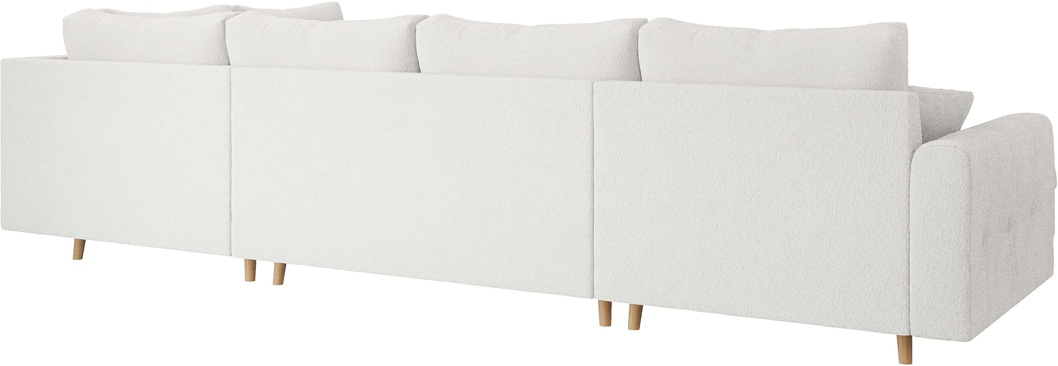 Home affaire Zithoek CHARRE U-vorm met ottomane, afmetingen B/D/H: 310/161/81 cm fijne stiksels, losse rug- en sierkussens, ook in cord en bouclé