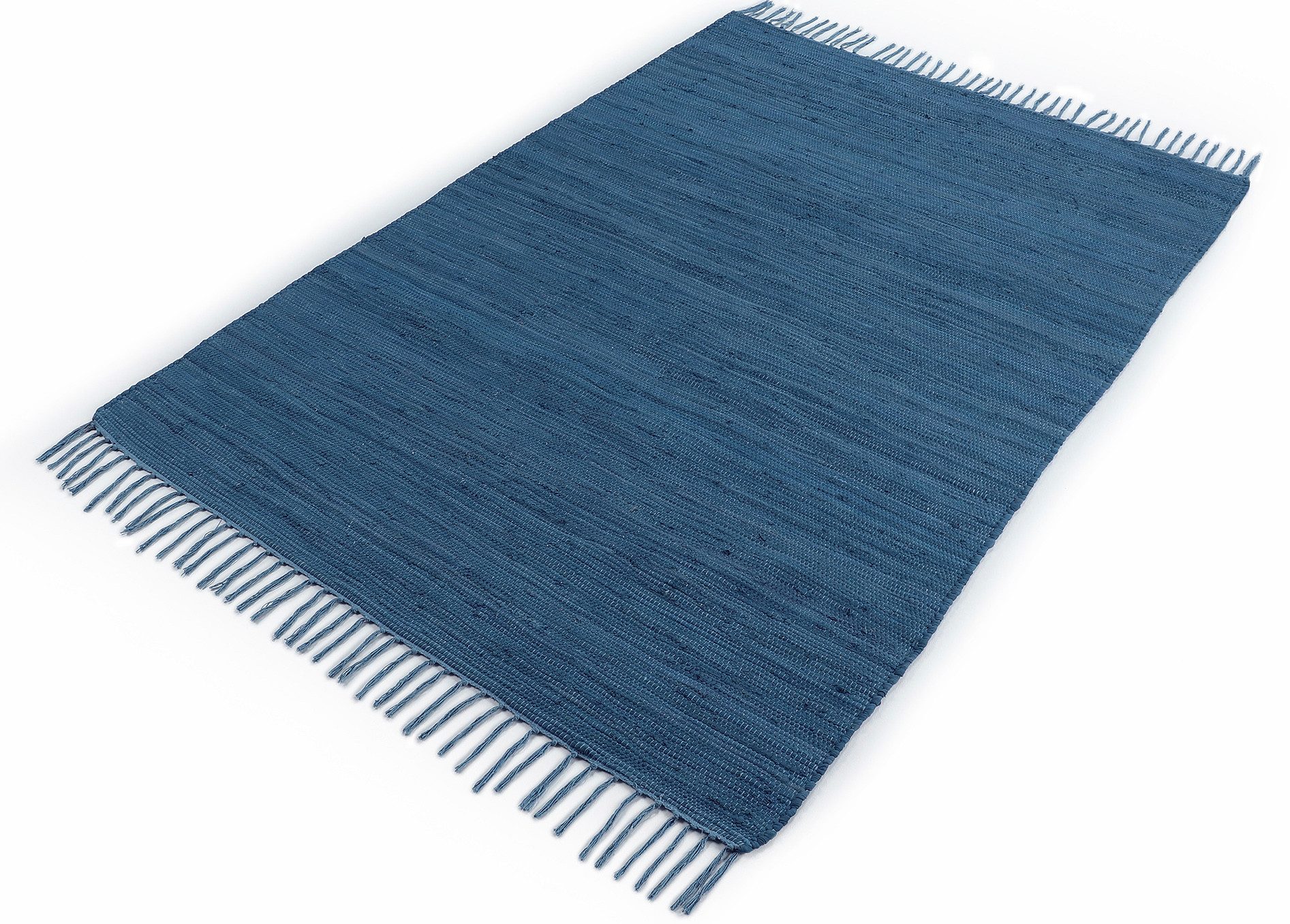 carpetfine Vloerkleed Kelim Chindi uni Tweezijdig te gebruiken kleed, puur katoen, met de hand geweven, unikleuren, met franje