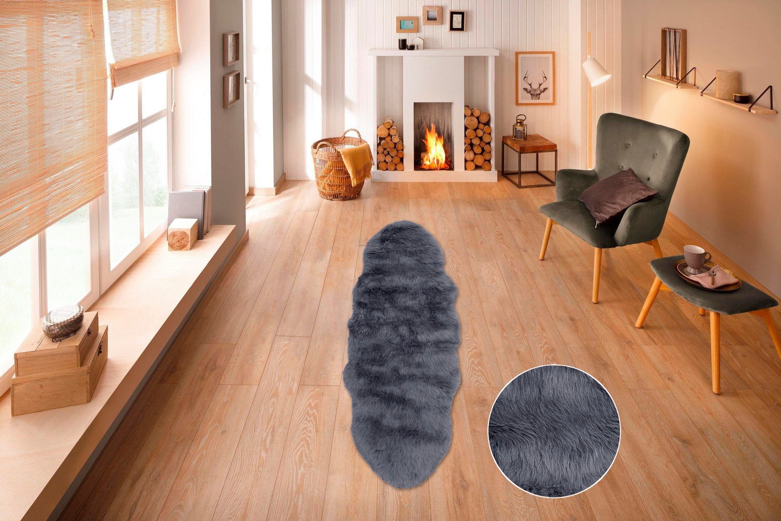 my home Hoogpolig vloerkleed Valeria schapenvacht tapijt knuffelig Imitatiebont, vachtmodel, zachte vloerkleden, slaapkamer, woonkamer