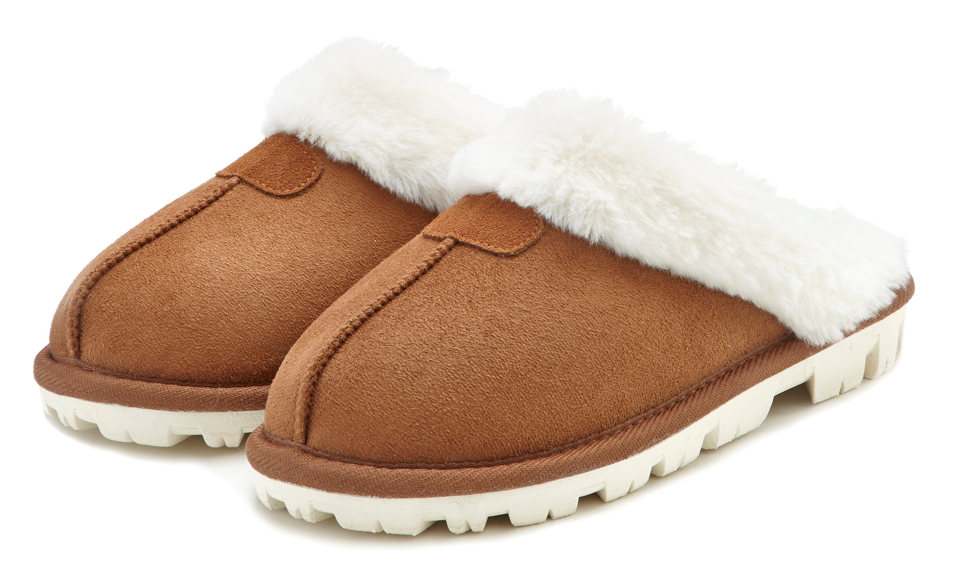 Vivance Slippers Pluche pantoffels, pantoffel, pantoffels, klompen, slippers, dames sandaaltjes maat 37 EU bruin