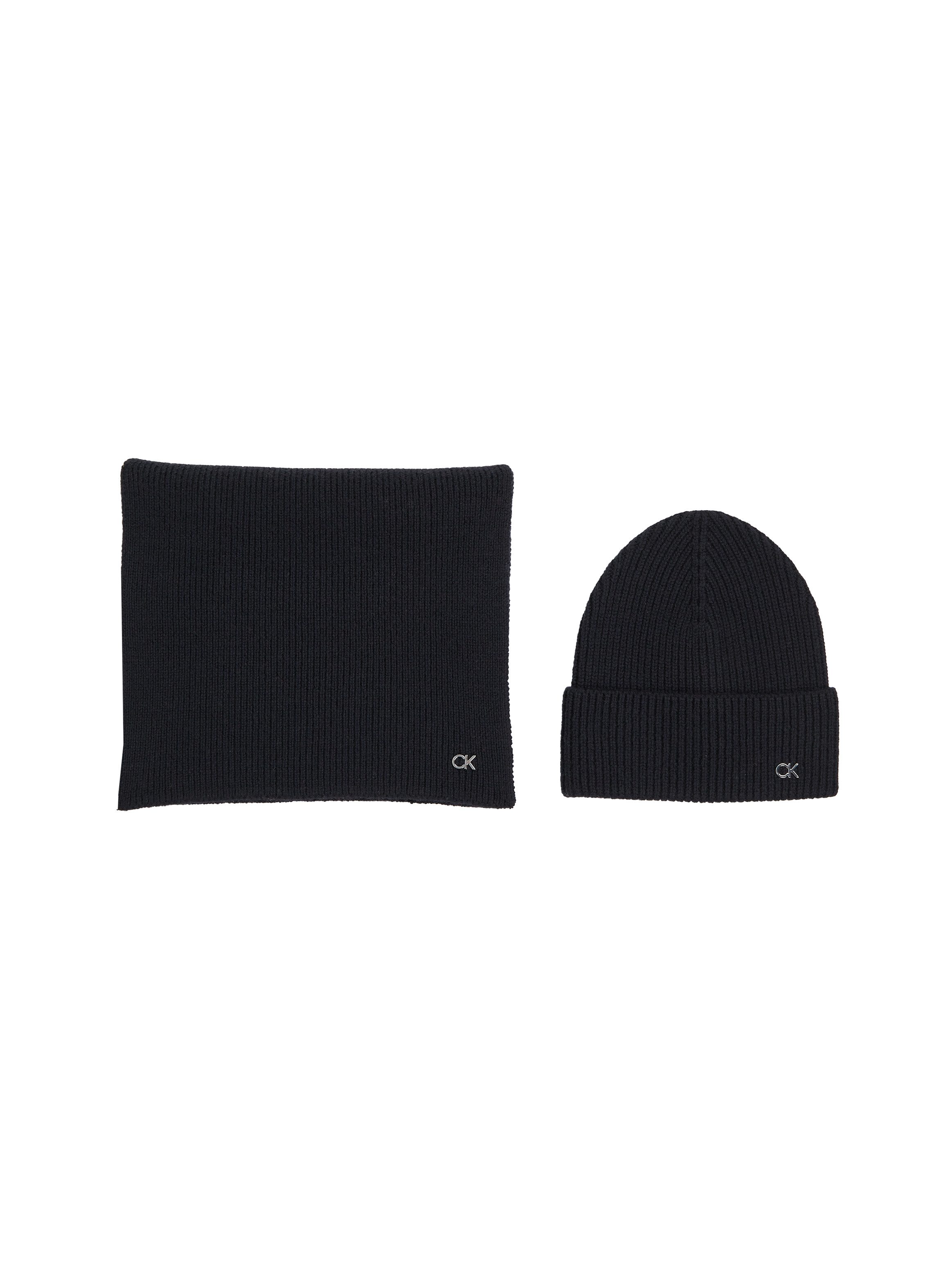 Calvin Klein Gebreide muts CK METAL CHUNKY BEANIE & SCARF (set)