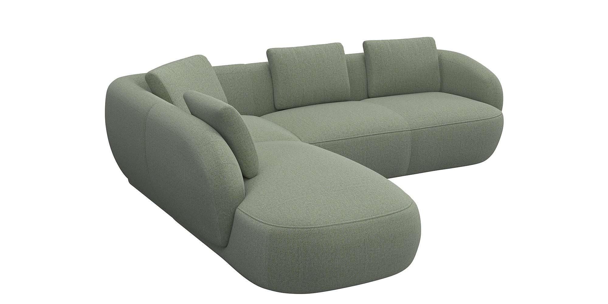 FLEXLUX Hoekbank Torino, rond, L-vorm, bankhoek met ottomane Modern, organisch bankontwerp, koudschuim, golfvering