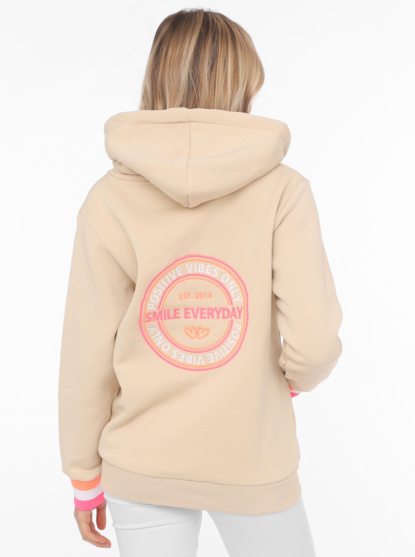 Zwillingsherz Sweatvest met capuchon, rugprint, detailprint aan de voorkant
