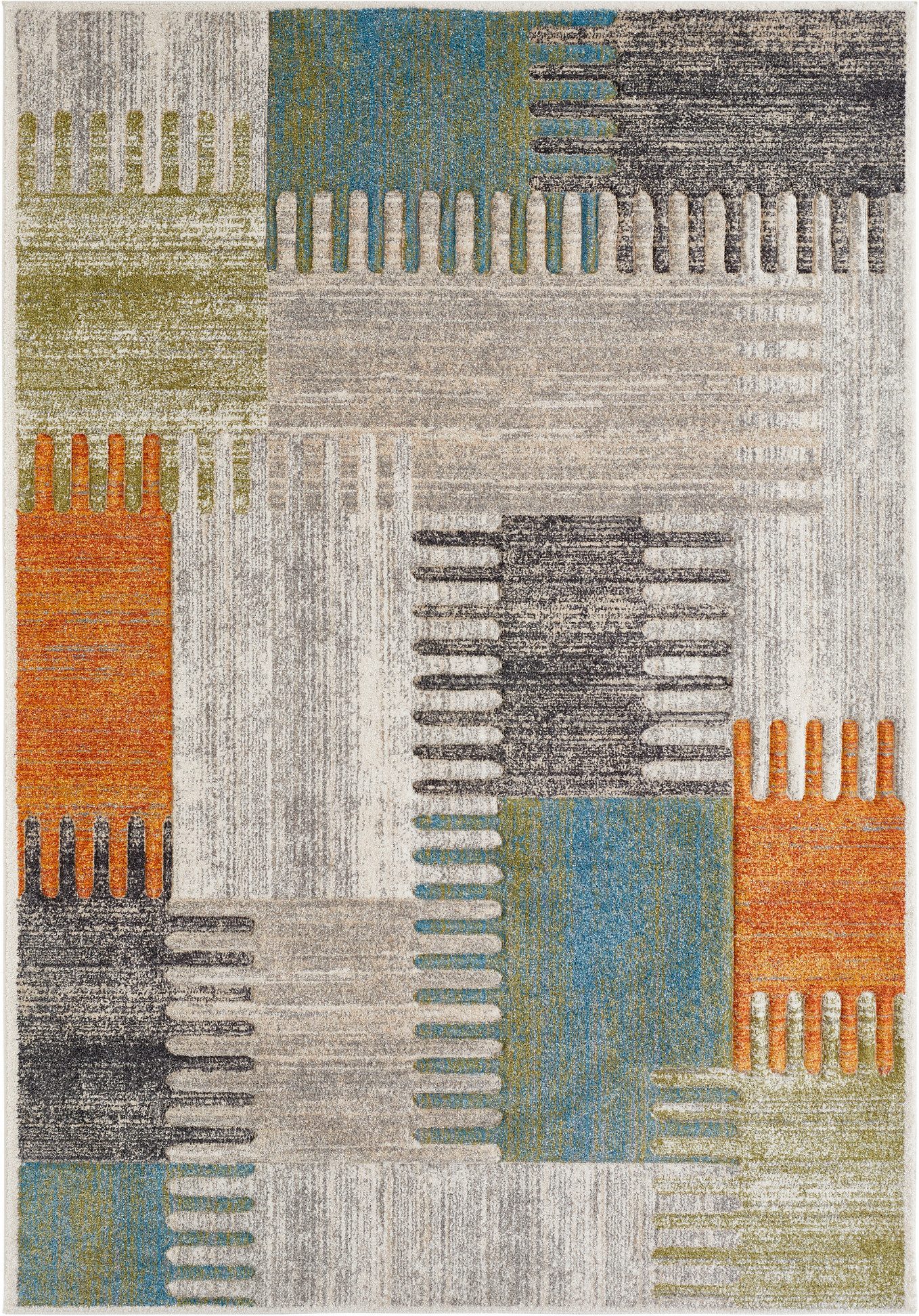 LUXOR living Vloerkleed Toronto Kortpolig, modern patchwork-ontwerp, hoog-laag structuur, woonkamer