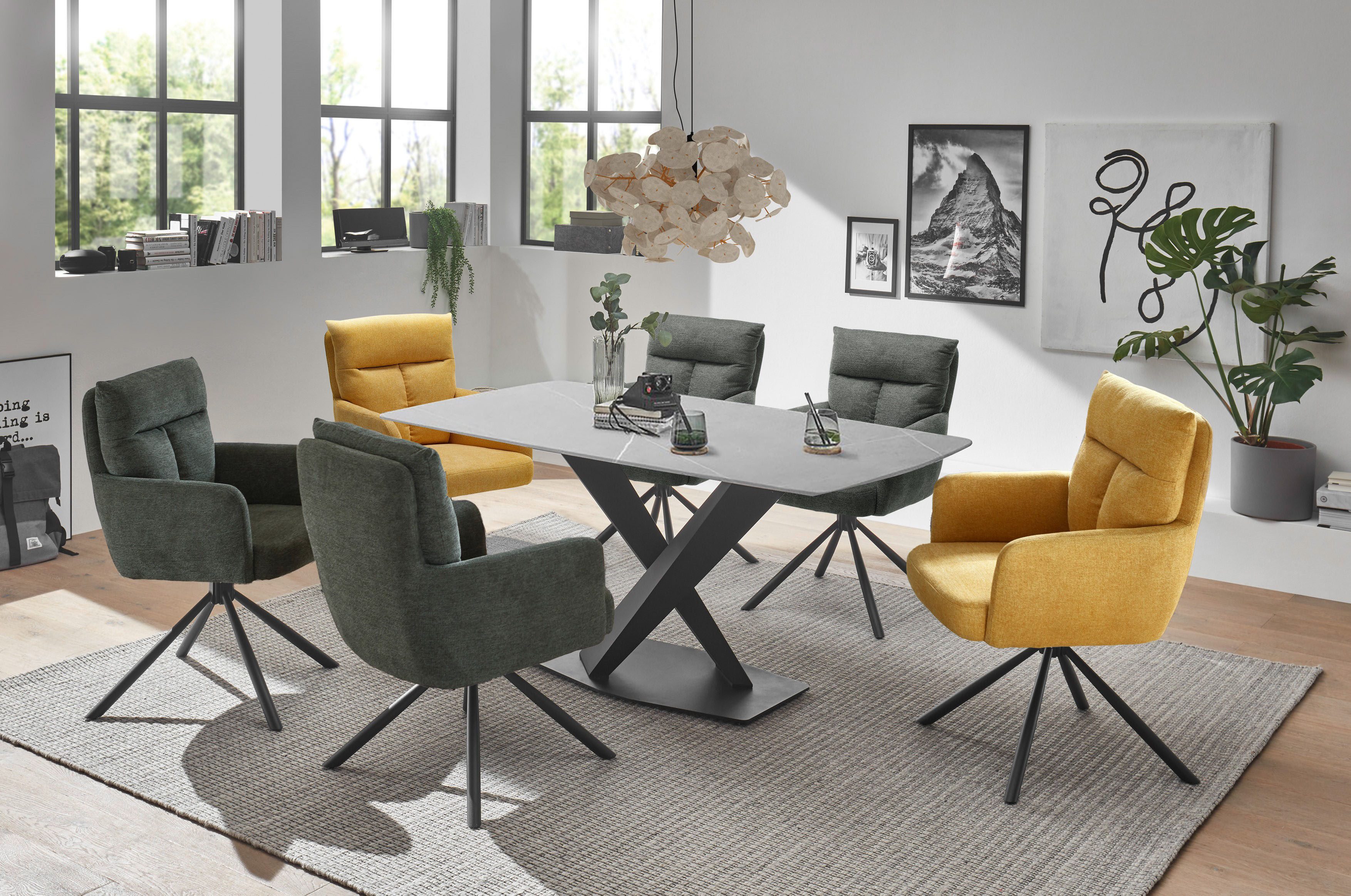 Stolkom Eettafel Ventura eettafel keramiek, BxHxD 180x75x90 cm Keramische oppervlakte afgeronde hoeken, metalen frame mat zwart