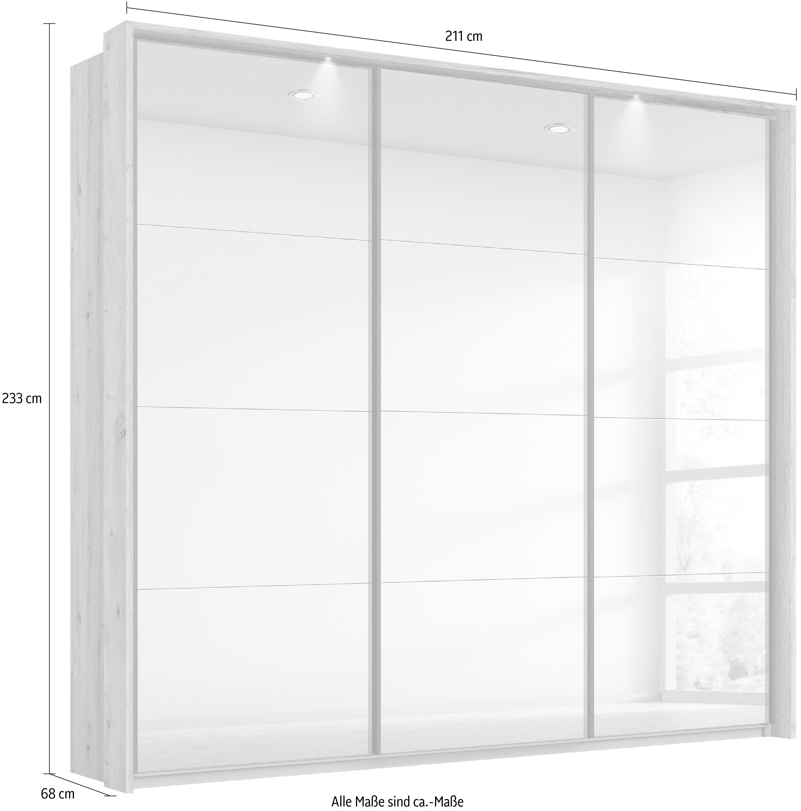 rauch Zweefdeurkast Oteli met spiegelfront en passe-partout, optioneel met verlichting