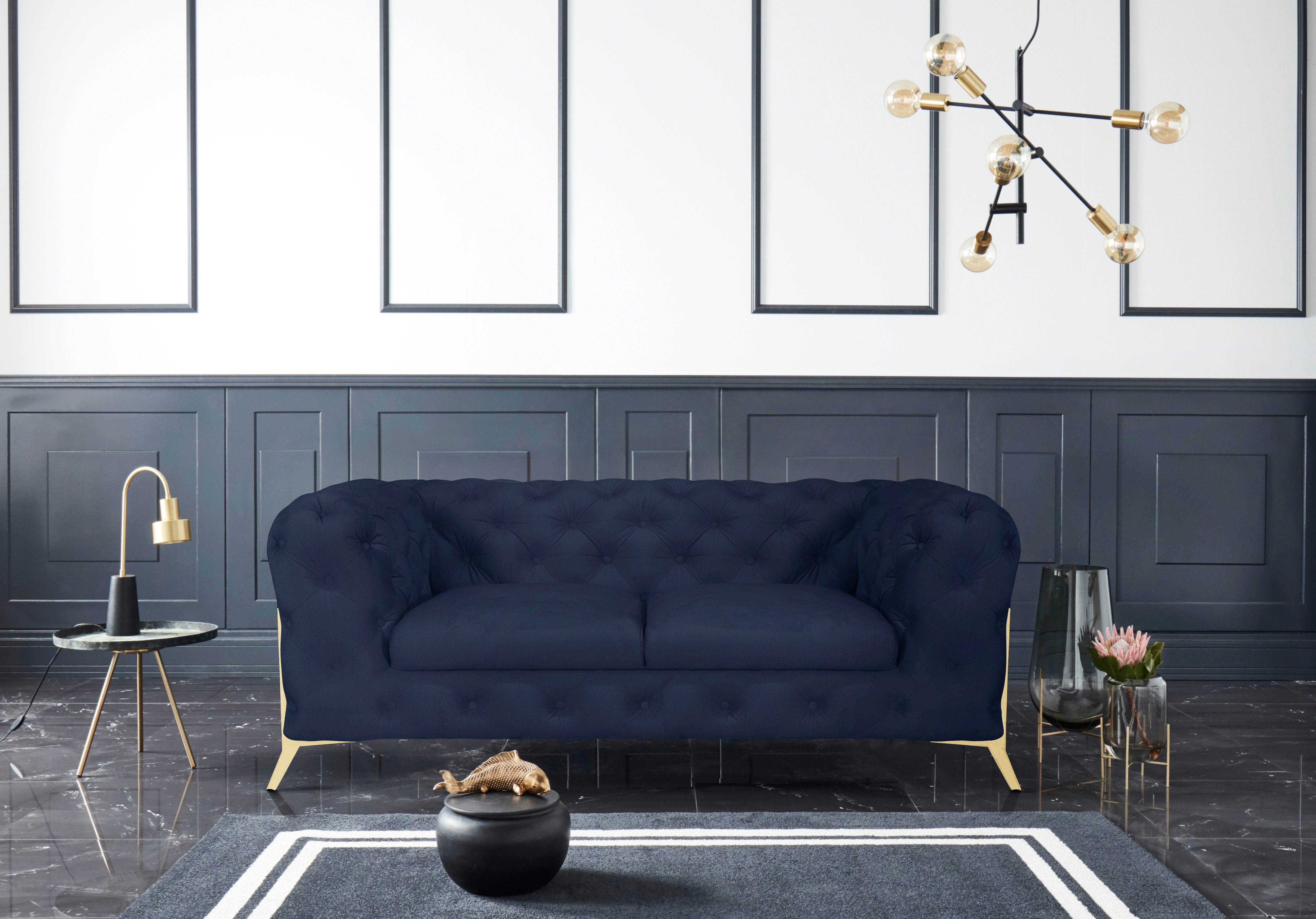 Leonique Chesterfield-bank Amaury luxueuze capitonnage, moderne chesterfield look, kleur van de poten ter keuze