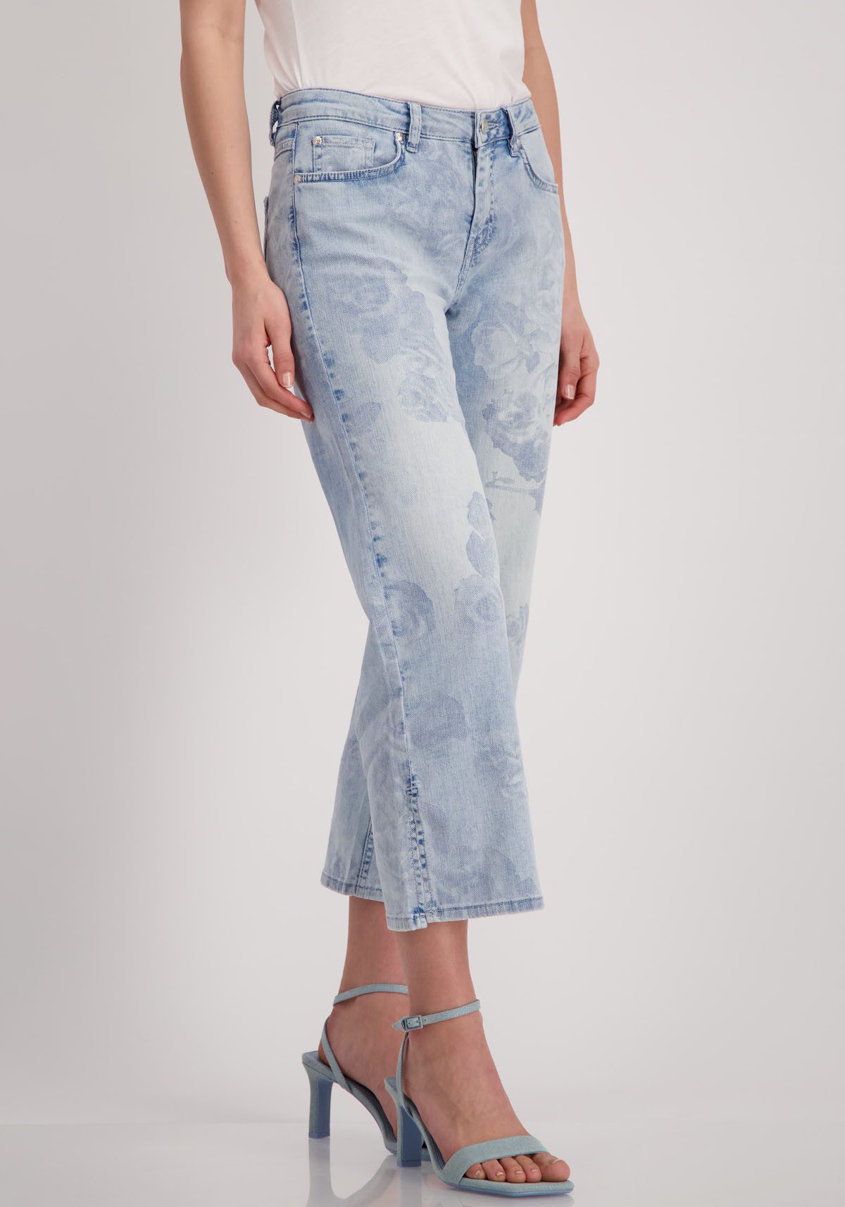 Monari Straight jeans met roosmotief
