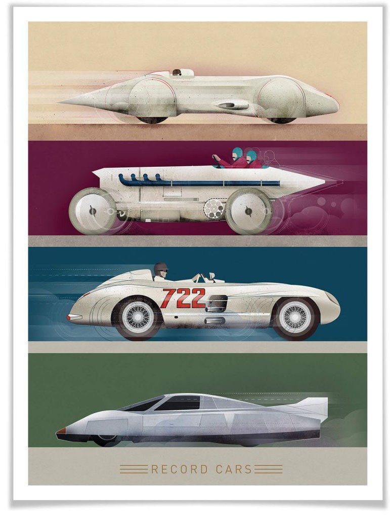 Wall-Art Poster Record Cars Poster, artprint, wandposter (1 stuk)