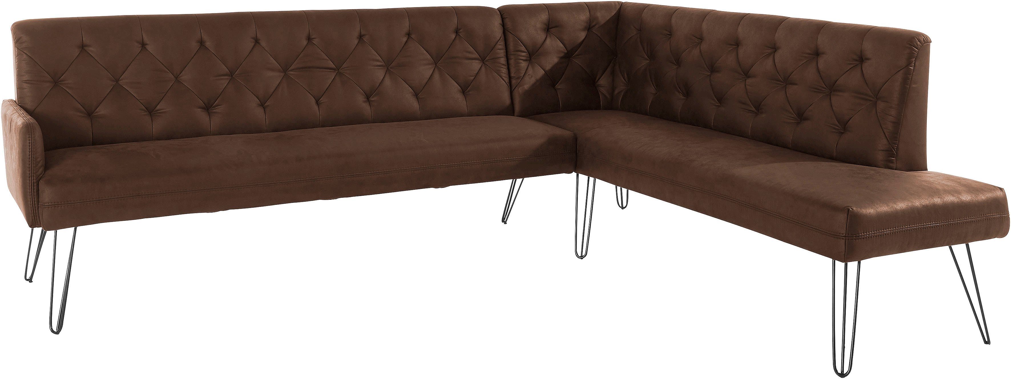 exxpo - sofa fashion Hoekbank Doppio, Chesterfield look, comfortabel en handig, hoge designvoeten