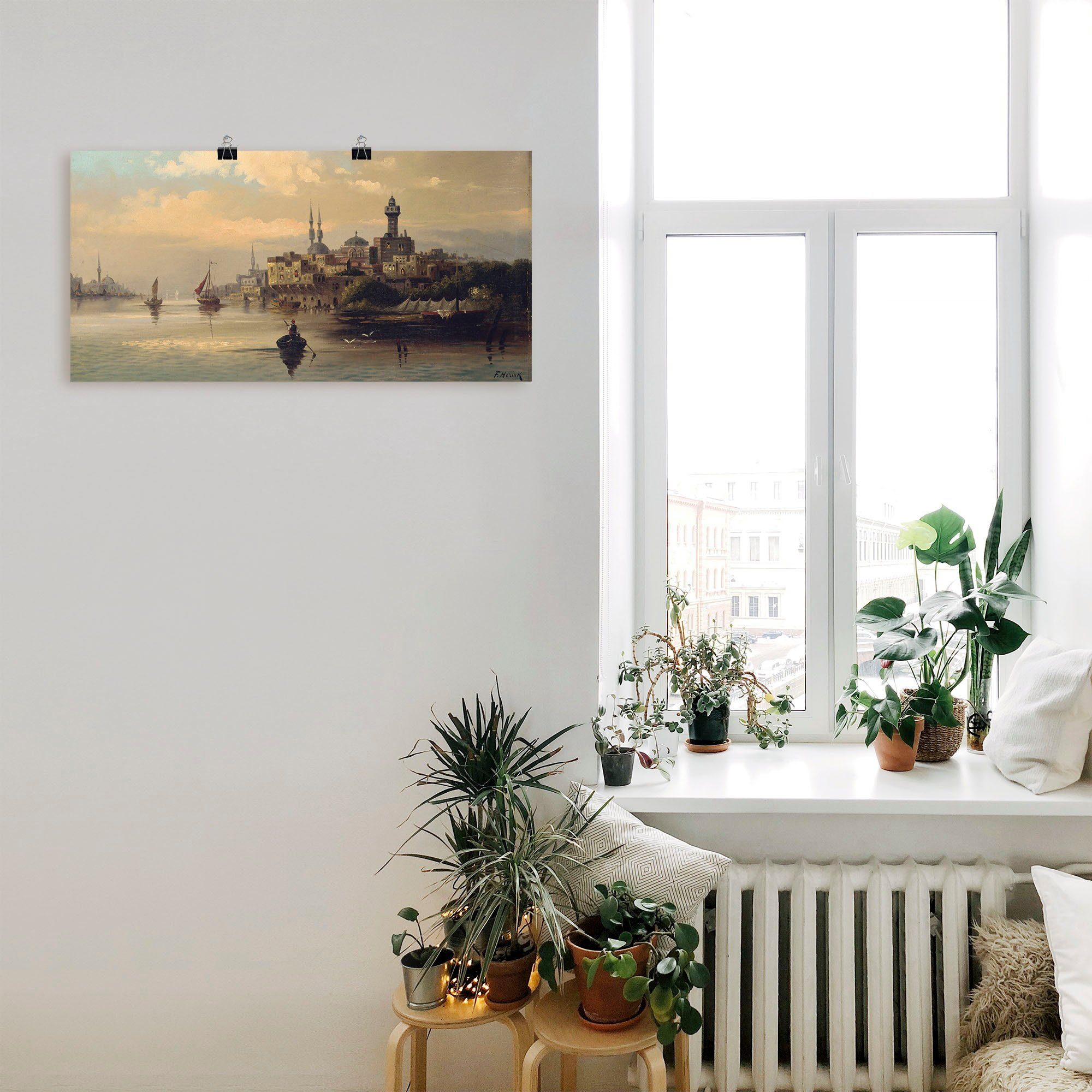Artland Artprint Koopvaardijschepen op de Bosporus, Istanbul als artprint op linnen, poster, muursticker in verschillende maten