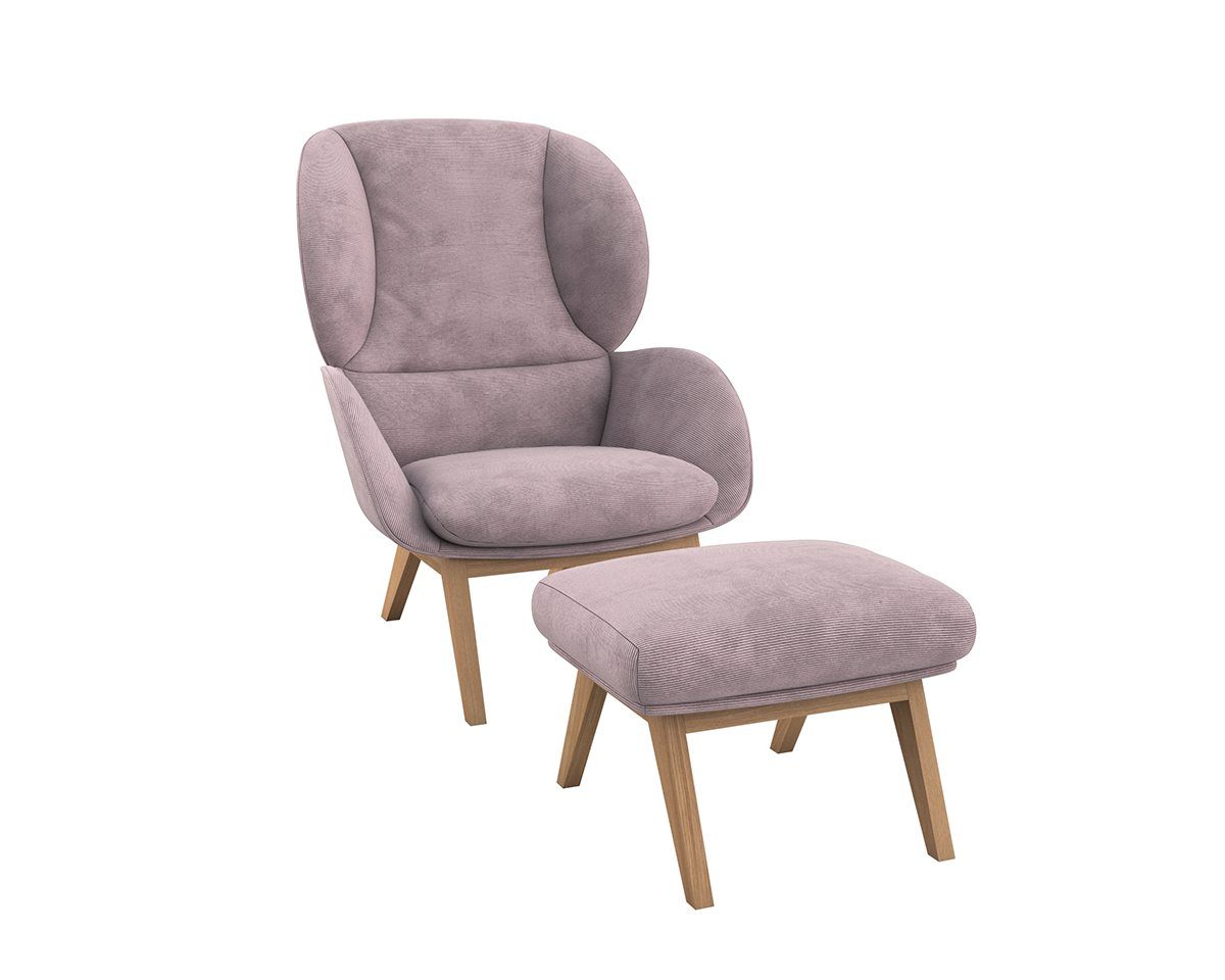 FLEXLUX Oorfauteuil Adria Stijl & comfort, organische vorm, eikenhouten voet