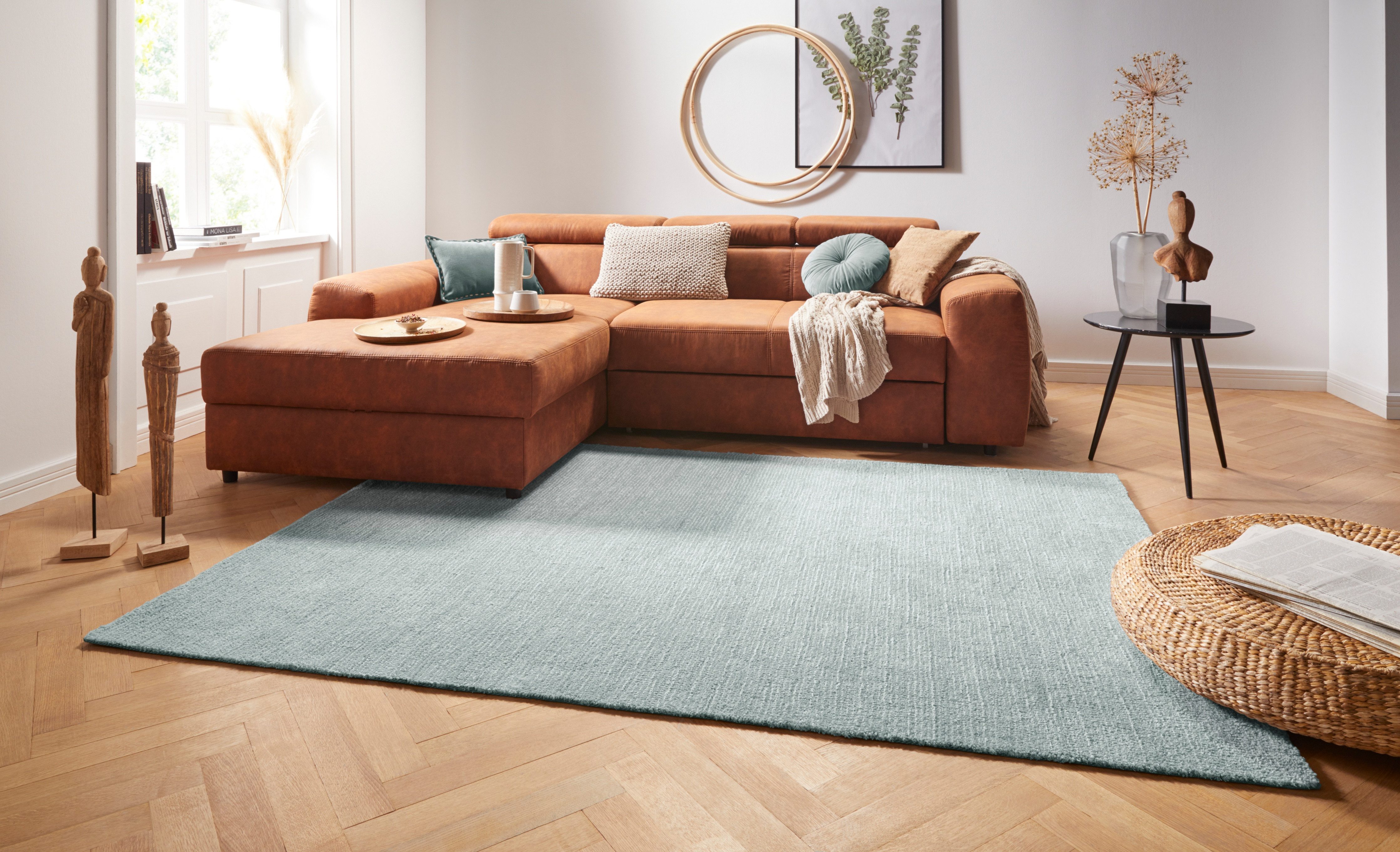 HANSE Home Vloerkleed Supersoft Kortpolig, loper modern, effen, woonkamer, slaapkamer moderne vloerkleden maat 120 cm x 170 cm x 10 mm blauw