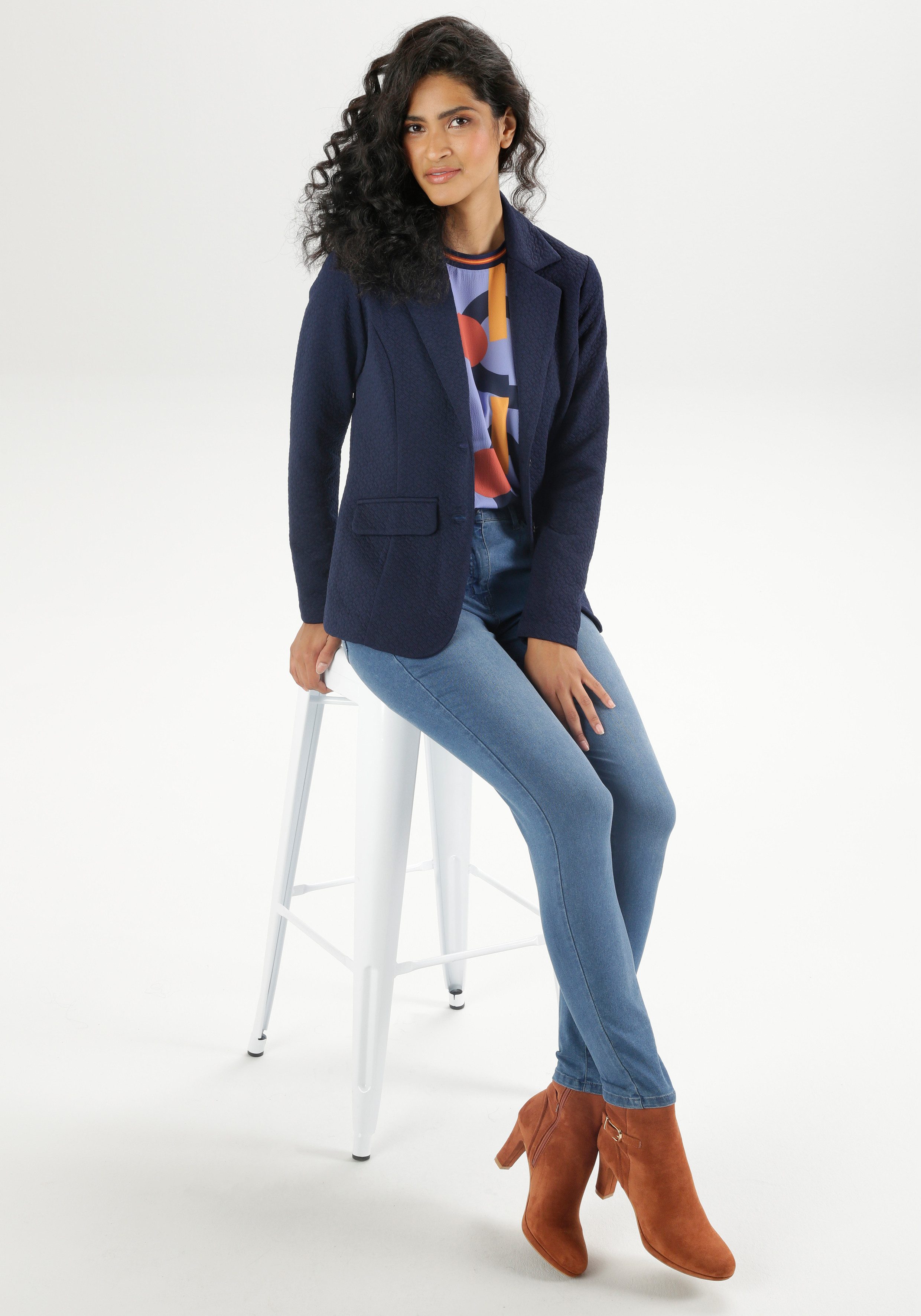 Aniston SELECTED Jerseyblazer met structuurmotief